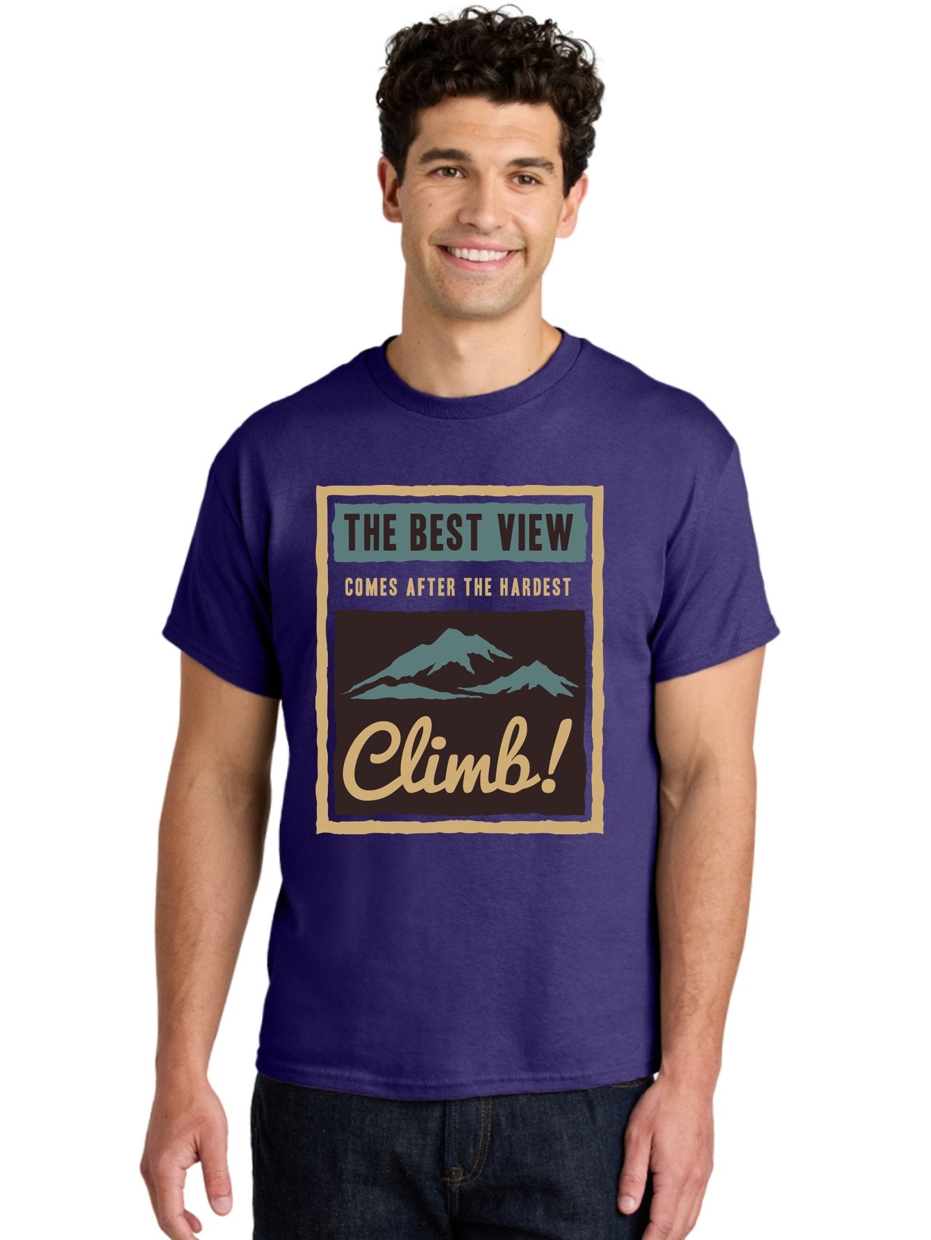 The Hardest Climb Men'S Graphic Tee, 100% Cotton, Comfortable Casual Summer Wear, Machine Washable, Mountain Climber Motivation, Inspirational Quotes, Outdoor Adventure, Peak Experience, Challenging Journey, Perseverance, Adventure Seeker Aae710 19