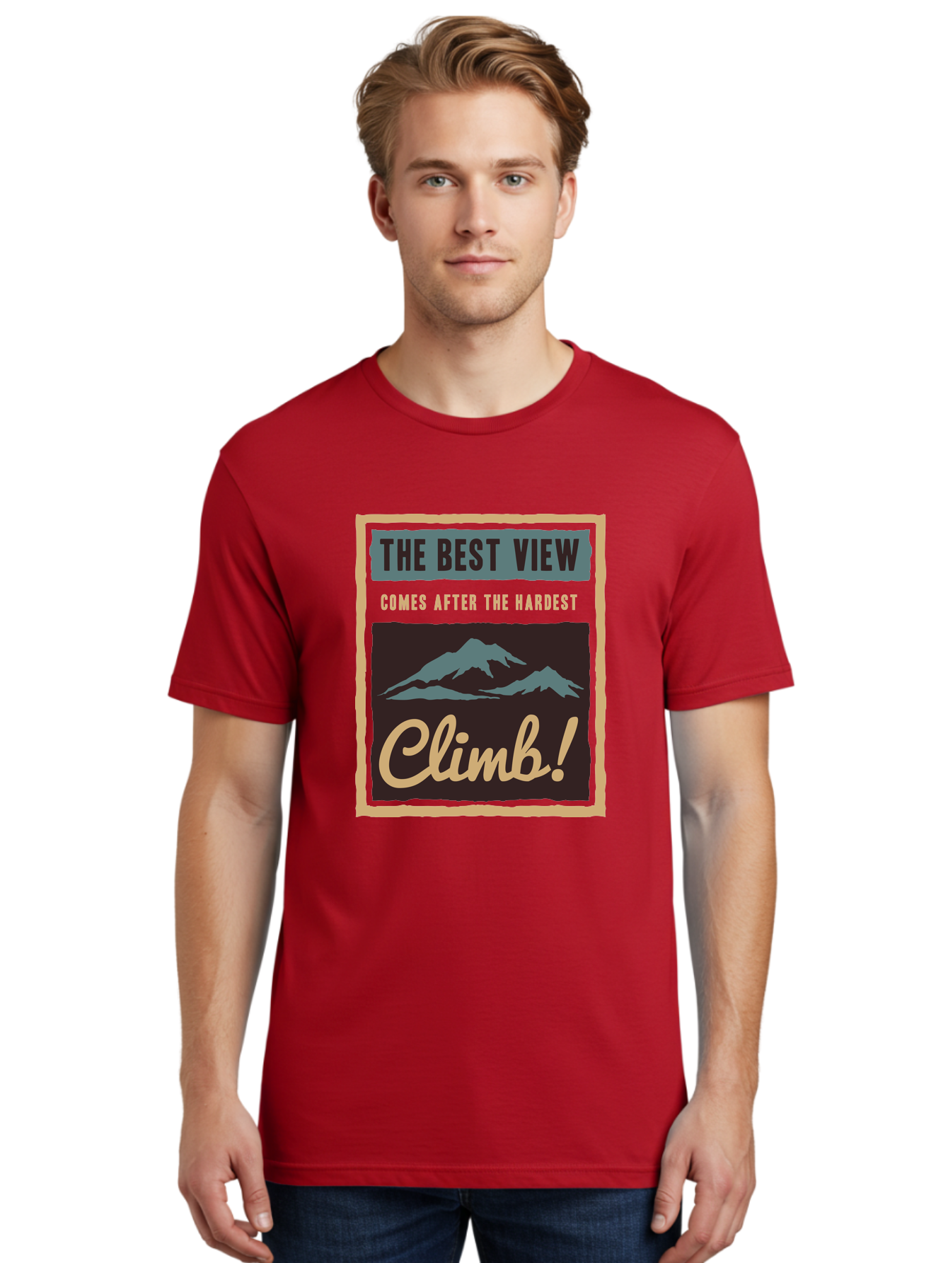 The Hardest Climb Men'S Graphic Tee, 100% Cotton, Comfortable Casual Summer Wear, Machine Washable, Mountain Climber Motivation, Inspirational Quotes, Outdoor Adventure, Peak Experience, Challenging Journey, Perseverance, Adventure Seeker Aae710 4