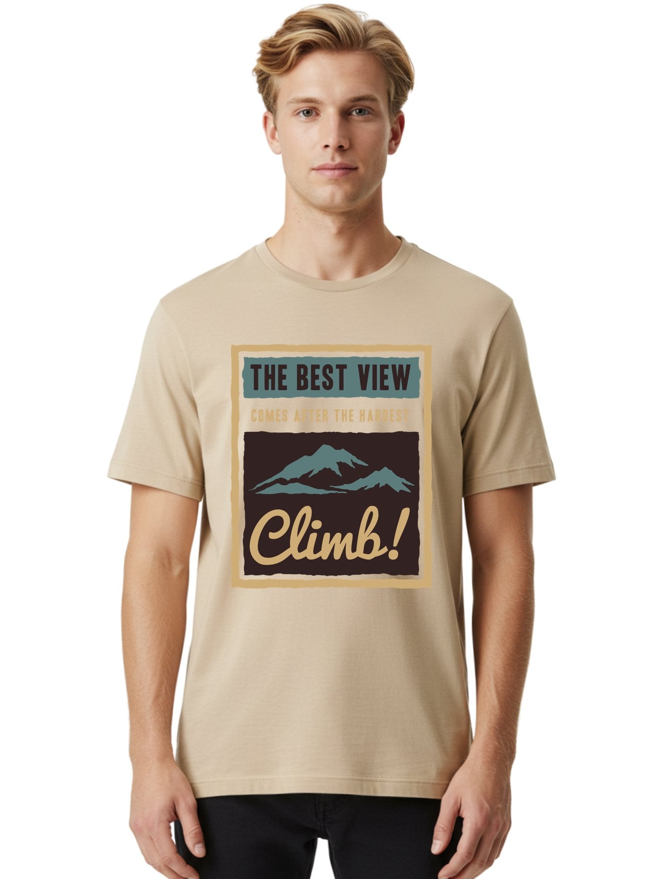 The Hardest Climb Men'S Graphic Tee, 100% Cotton, Comfortable Casual Summer Wear, Machine Washable, Mountain Climber Motivation, Inspirational Quotes, Outdoor Adventure, Peak Experience, Challenging Journey, Perseverance, Adventure Seeker Aae710 24