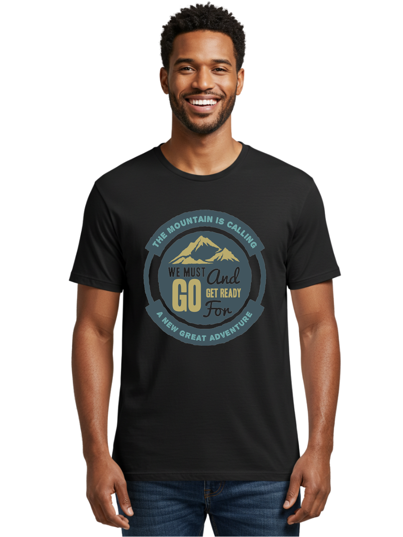 The Mountain Is Calling Men'S Graphic Tee, 100% Cotton, Comfortable Casual Summer Wear, Machine Washable, Mountain Adventure, Outdoor Enthusiasts, Adventure Seekers, Travel Inspiration, Motivational Quote, Hiking Trails, Exploration, Aae717 26