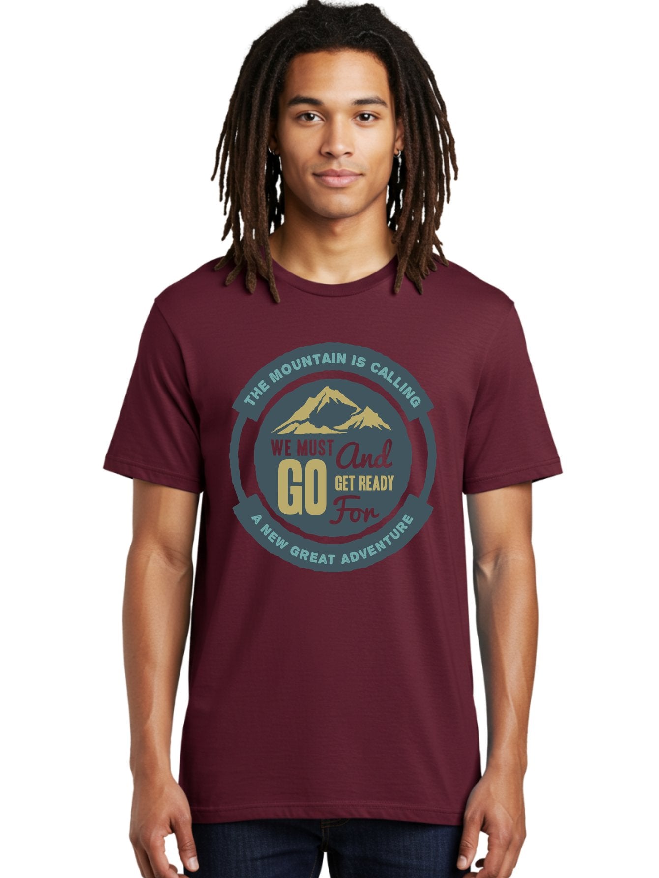 The Mountain Is Calling Men'S Graphic Tee, 100% Cotton, Comfortable Casual Summer Wear, Machine Washable, Mountain Adventure, Outdoor Enthusiasts, Adventure Seekers, Travel Inspiration, Motivational Quote, Hiking Trails, Exploration, Aae717 25