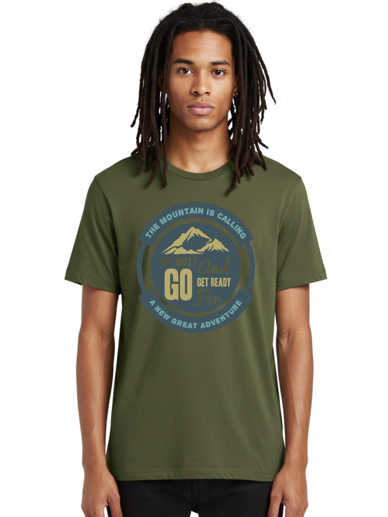 The Mountain Is Calling Men'S Graphic Tee, 100% Cotton, Comfortable Casual Summer Wear, Machine Washable, Mountain Adventure, Outdoor Enthusiasts, Adventure Seekers, Travel Inspiration, Motivational Quote, Hiking Trails, Exploration, Aae717 22