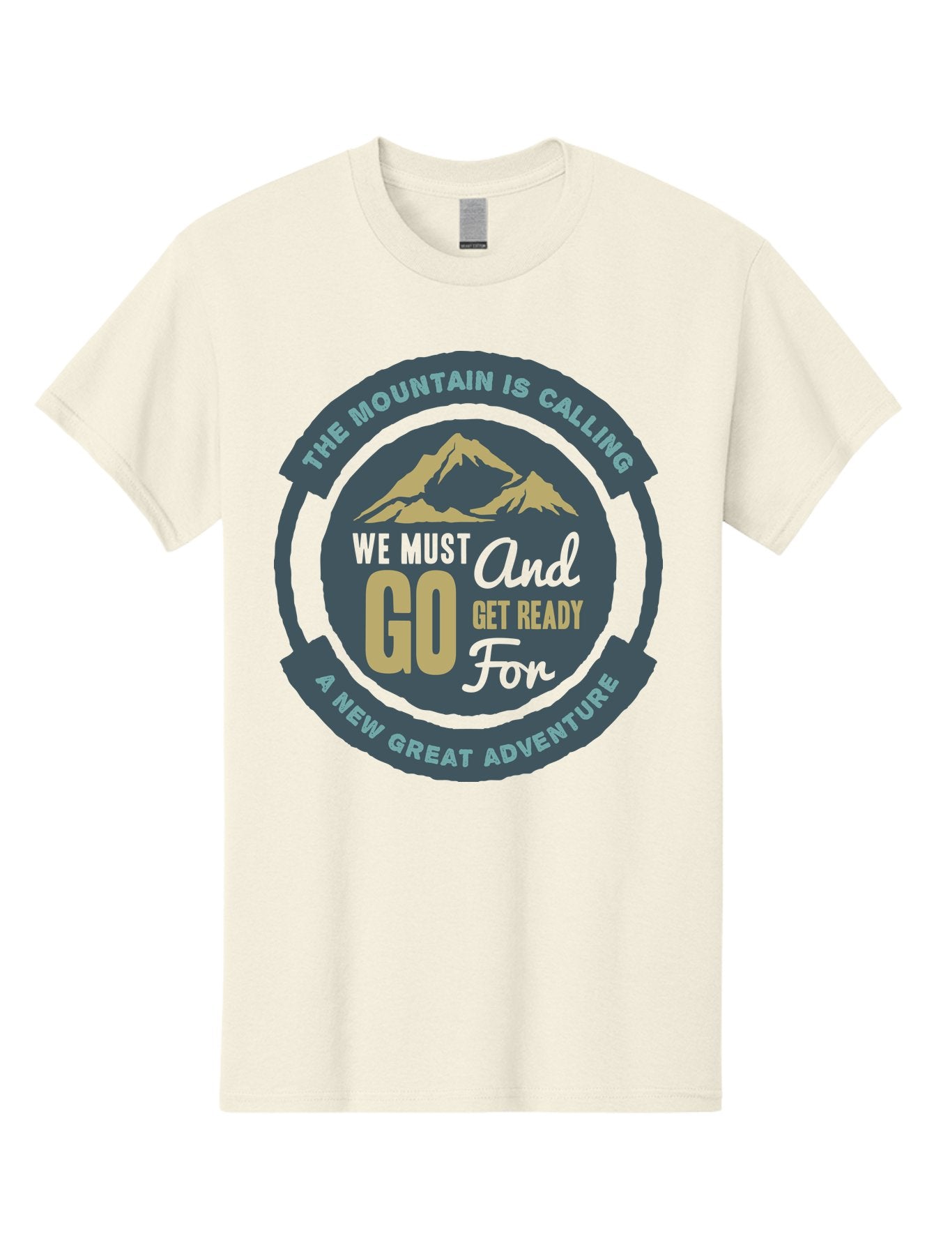 The Mountain Is Calling Men'S Graphic Tee, 100% Cotton, Comfortable Casual Summer Wear, Machine Washable, Mountain Adventure, Outdoor Enthusiasts, Adventure Seekers, Travel Inspiration, Motivational Quote, Hiking Trails, Exploration, Aae717