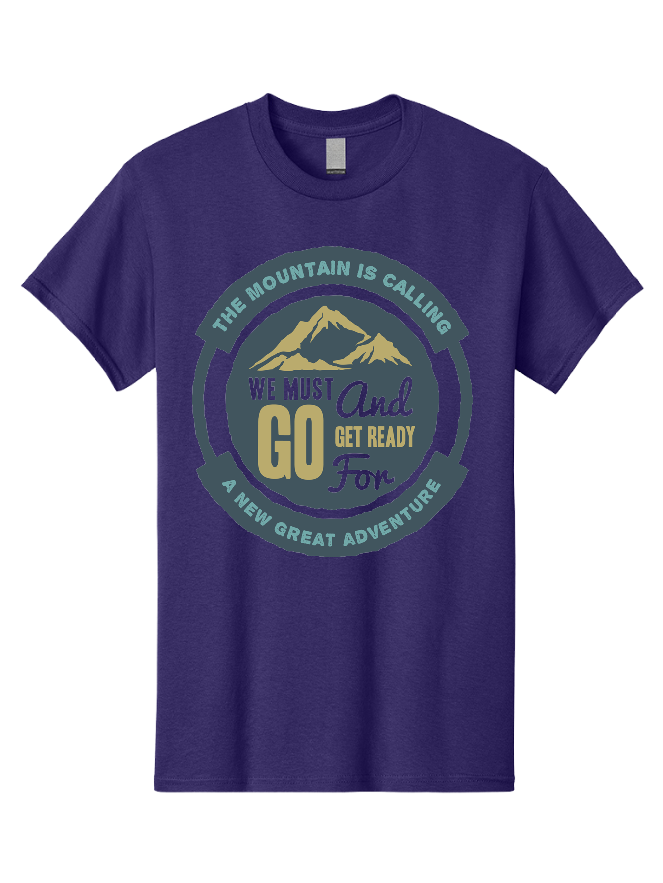 The Mountain Is Calling Men'S Graphic Tee, 100% Cotton, Comfortable Casual Summer Wear, Machine Washable, Mountain Adventure, Outdoor Enthusiasts, Adventure Seekers, Travel Inspiration, Motivational Quote, Hiking Trails, Exploration, Aae717