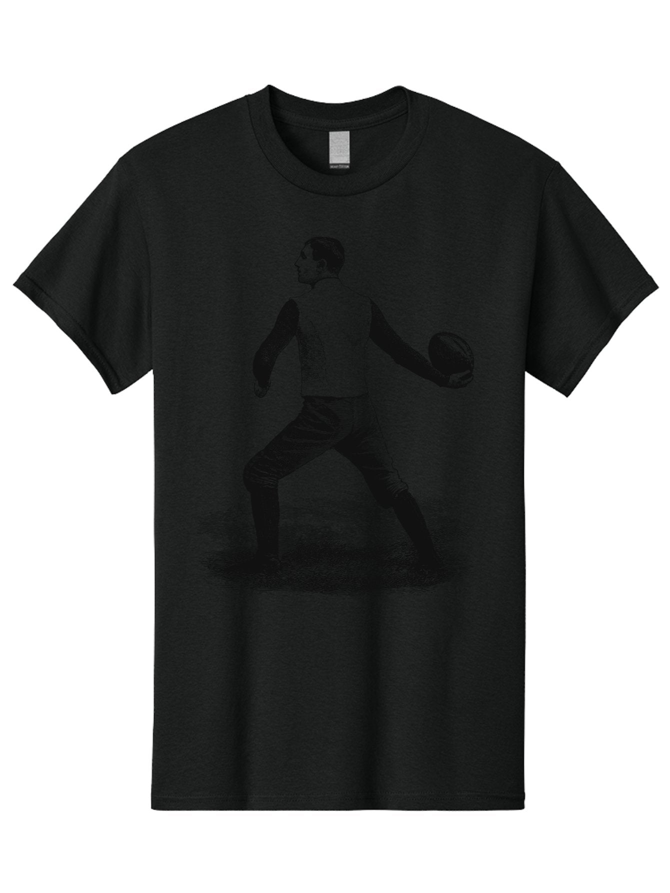 The Original Quarterback Men'S Graphic Tee, 100% Cotton, Comfortable Casual Summer Wear, Machine Washable, Rugby Player In Action, Athlete In Motion, Sports Illustration, Vintage Style, Rugby Ball, Dynamic Pose, Energetic Movement, Aae718