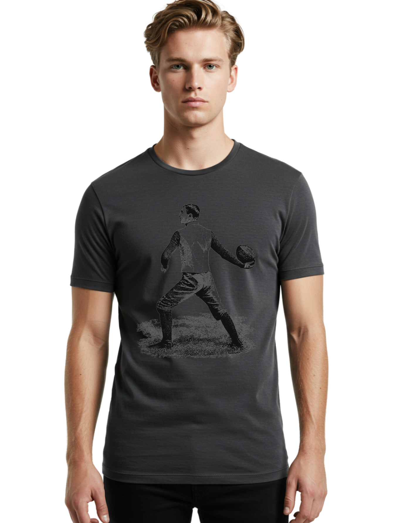 The Original Quarterback Men'S Graphic Tee, 100% Cotton, Comfortable Casual Summer Wear, Machine Washable, Rugby Player In Action, Athlete In Motion, Sports Illustration, Vintage Style, Rugby Ball, Dynamic Pose, Energetic Movement, Aae718 12