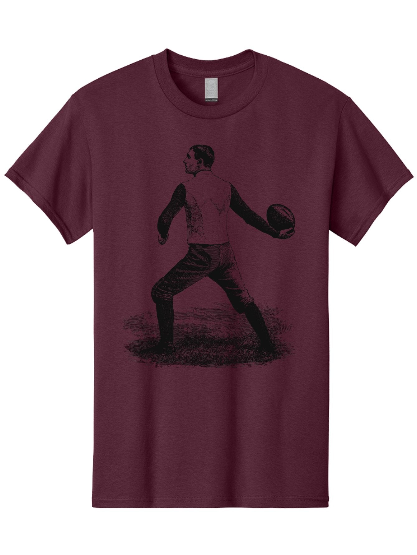 The Original Quarterback Men'S Graphic Tee, 100% Cotton, Comfortable Casual Summer Wear, Machine Washable, Rugby Player In Action, Athlete In Motion, Sports Illustration, Vintage Style, Rugby Ball, Dynamic Pose, Energetic Movement, Aae718 5