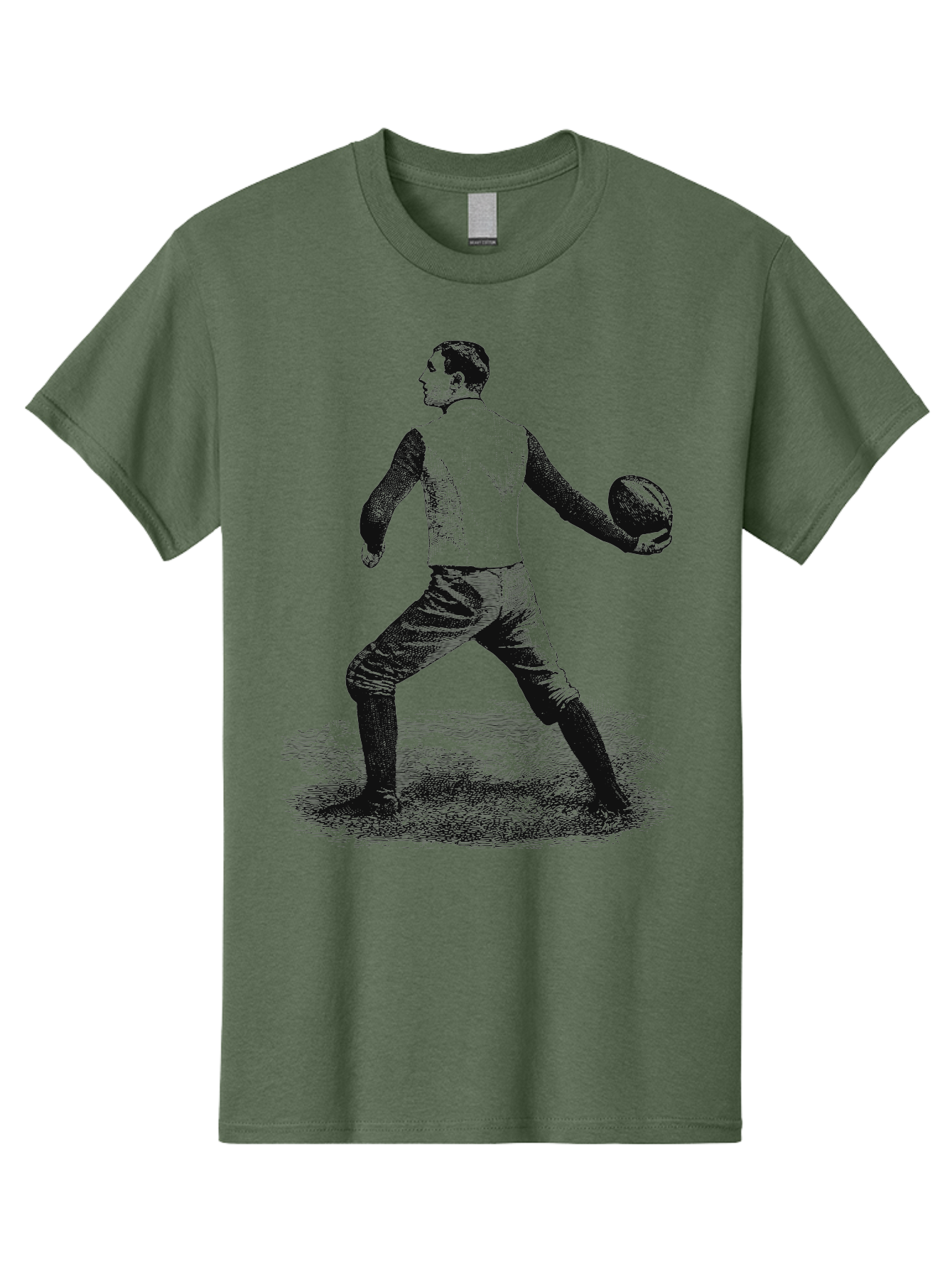 The Original Quarterback Men'S Graphic Tee, 100% Cotton, Comfortable Casual Summer Wear, Machine Washable, Rugby Player In Action, Athlete In Motion, Sports Illustration, Vintage Style, Rugby Ball, Dynamic Pose, Energetic Movement, Aae718 9