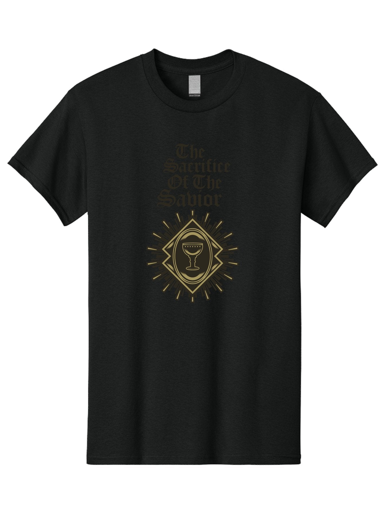 The Sacrifice Of The Savior Men'S Graphic Tee, 100% Cotton, Comfortable Casual Summer Wear, Machine Washable, Chalice Symbolism, Religious Sacrifice, Savior Theme, Spiritual Imagery, Gothic Typography, Sacred Ritual, Faith Representation, Aae719 6