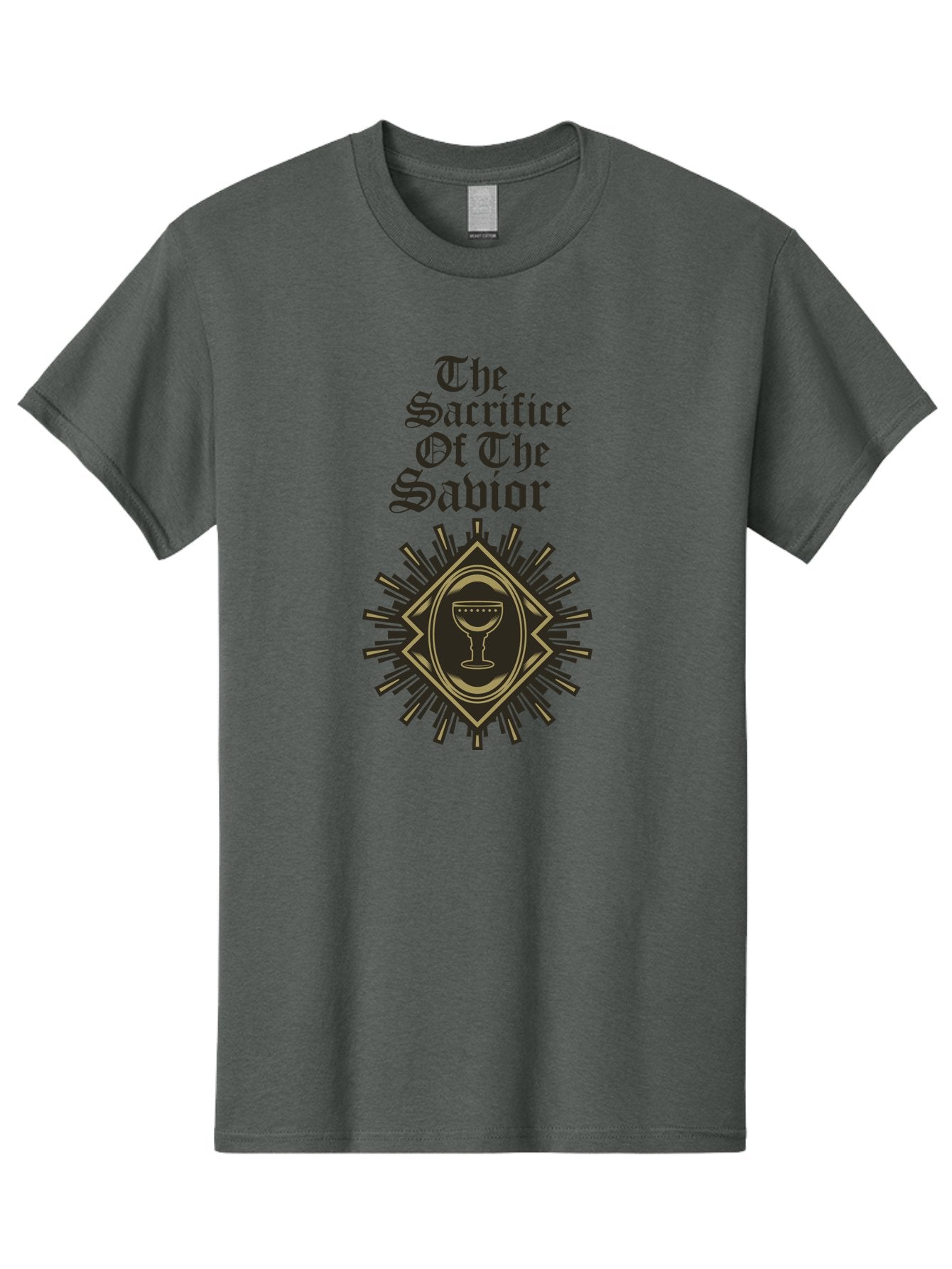 The Sacrifice Of The Savior Men'S Graphic Tee, 100% Cotton, Comfortable Casual Summer Wear, Machine Washable, Chalice Symbolism, Religious Sacrifice, Savior Theme, Spiritual Imagery, Gothic Typography, Sacred Ritual, Faith Representation, Aae719 7