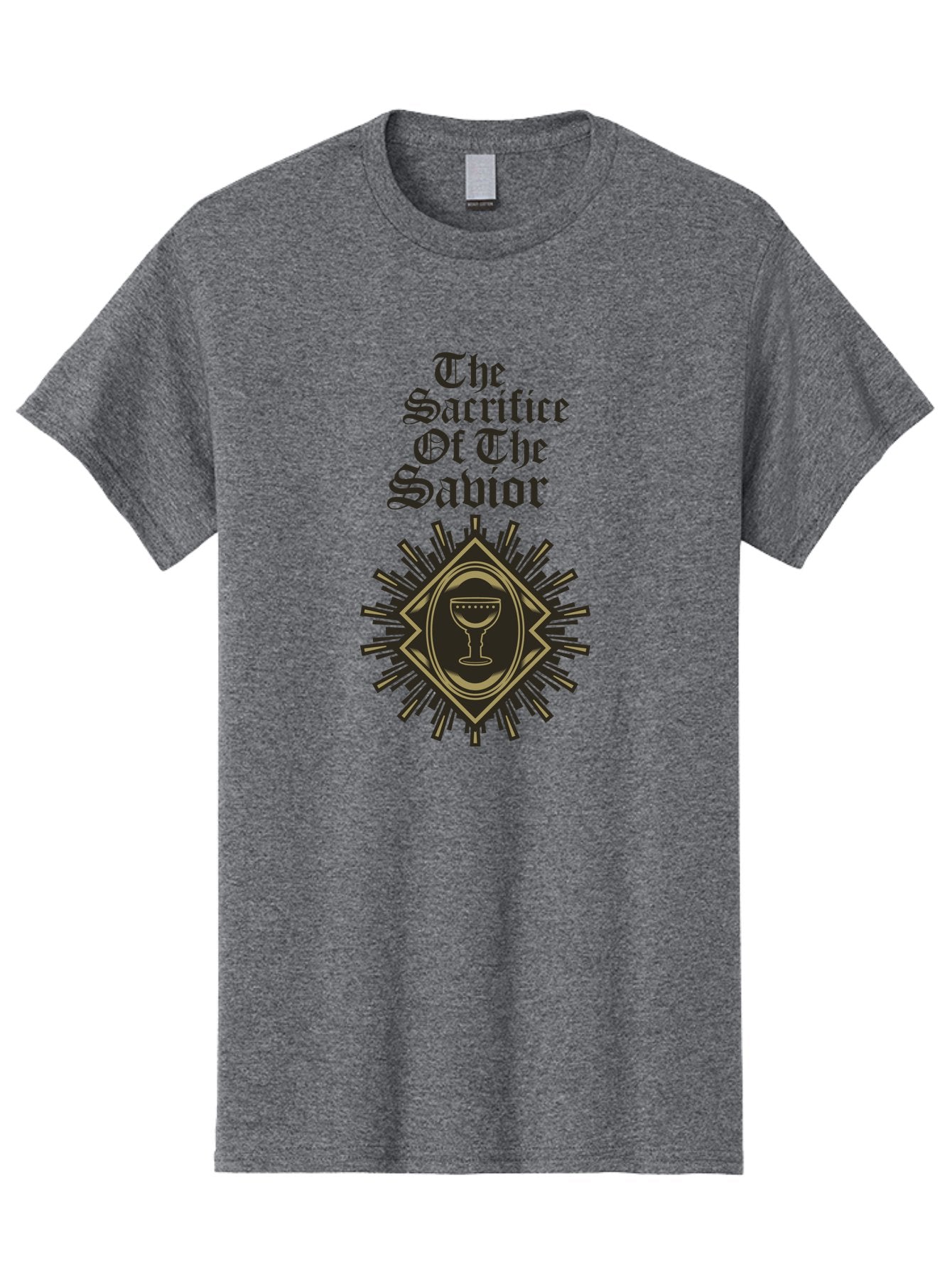 The Sacrifice Of The Savior Men'S Graphic Tee, 100% Cotton, Comfortable Casual Summer Wear, Machine Washable, Chalice Symbolism, Religious Sacrifice, Savior Theme, Spiritual Imagery, Gothic Typography, Sacred Ritual, Faith Representation, Aae719 14