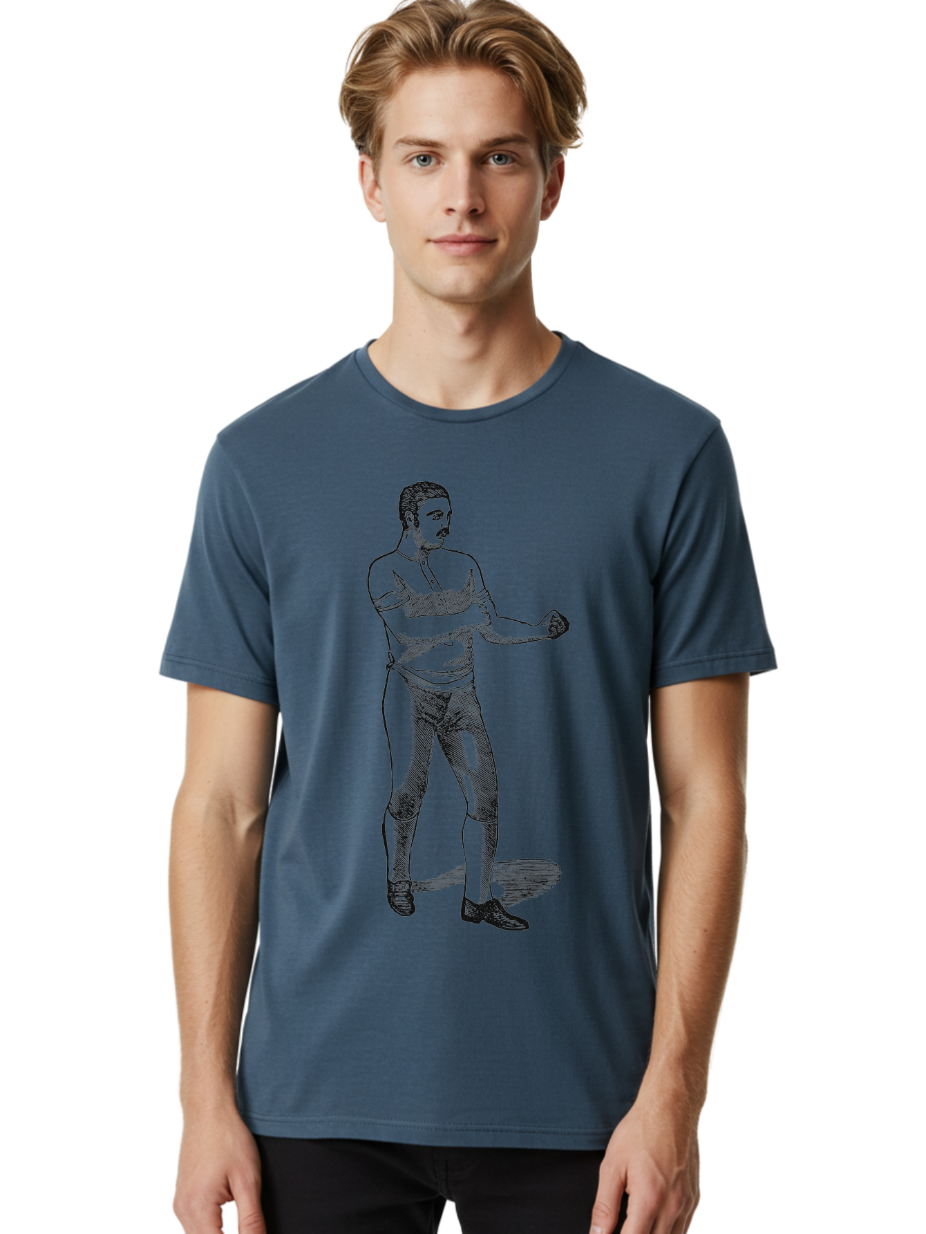 The Vintage Fighter Men'S Graphic Tee, 100% Cotton, Comfortable Casual Summer Wear, Machine Washable, Boxing Stance, Pugilist, Fighter, Boxing Gloves, Combat Sports, Martial Arts, Athletic Pose, Fighting Stance Aae724 28