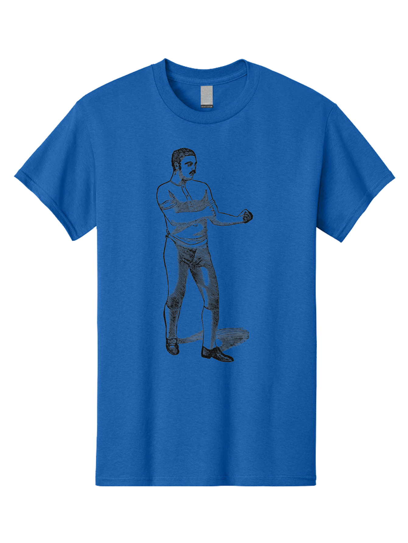 The Vintage Fighter Men'S Graphic Tee, 100% Cotton, Comfortable Casual Summer Wear, Machine Washable, Boxing Stance, Pugilist, Fighter, Boxing Gloves, Combat Sports, Martial Arts, Athletic Pose, Fighting Stance Aae724