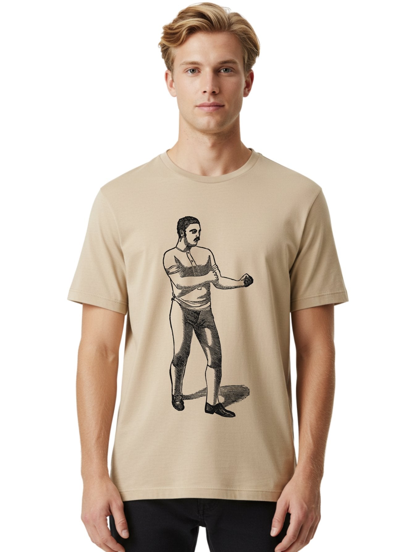 The Vintage Fighter Men'S Graphic Tee, 100% Cotton, Comfortable Casual Summer Wear, Machine Washable, Boxing Stance, Pugilist, Fighter, Boxing Gloves, Combat Sports, Martial Arts, Athletic Pose, Fighting Stance Aae724 22