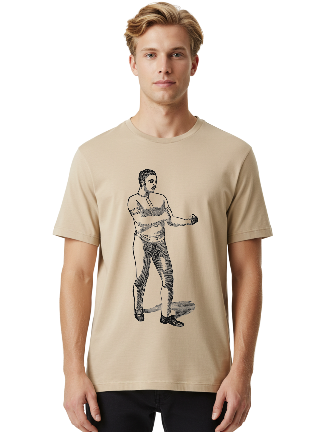 The Vintage Fighter Men'S Graphic Tee, 100% Cotton, Comfortable Casual Summer Wear, Machine Washable, Boxing Stance, Pugilist, Fighter, Boxing Gloves, Combat Sports, Martial Arts, Athletic Pose, Fighting Stance Aae724 6