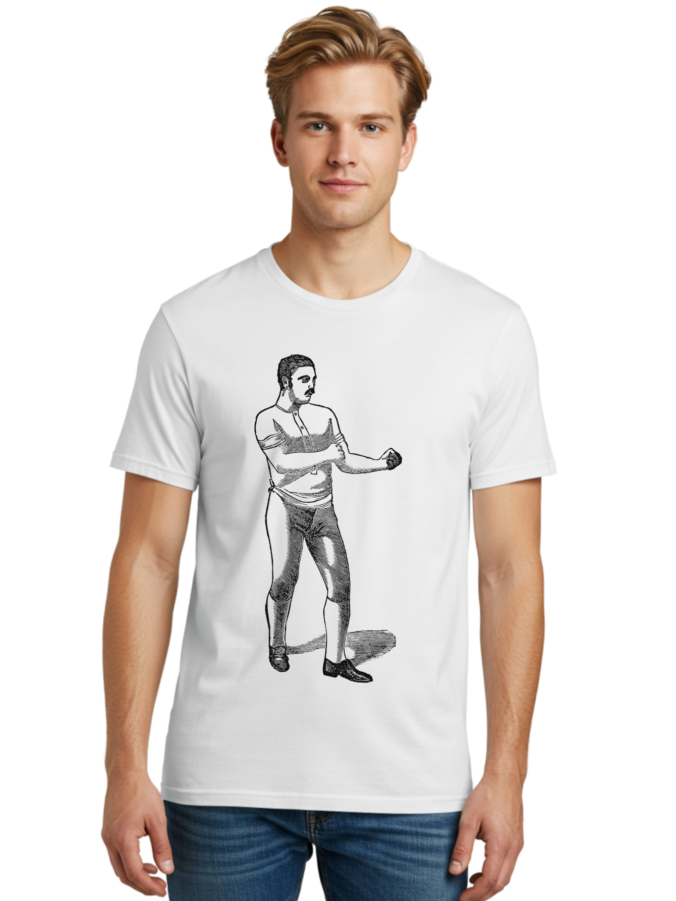 The Vintage Fighter Men'S Graphic Tee, 100% Cotton, Comfortable Casual Summer Wear, Machine Washable, Boxing Stance, Pugilist, Fighter, Boxing Gloves, Combat Sports, Martial Arts, Athletic Pose, Fighting Stance Aae724 18
