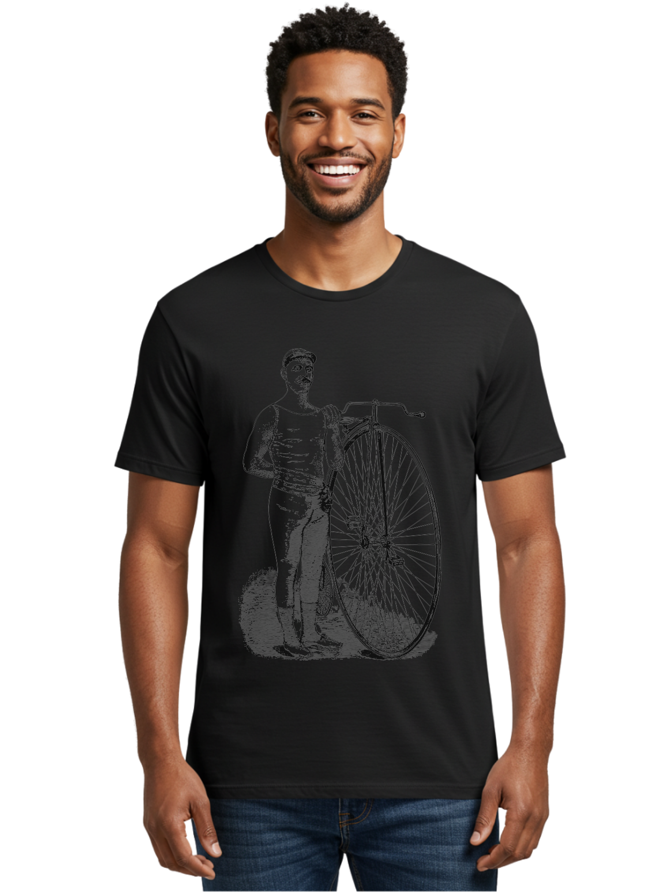 The Wheelman Men'S Graphic Tee, 100% Cotton, Comfortable Casual Summer Wear, Machine Washable, Vintage Bicycle, Penny Farthing Bike, Old-Fashioned Cycling, Historical Transport, Classic Bike Design, Retro Cycling Culture, Aae726 26