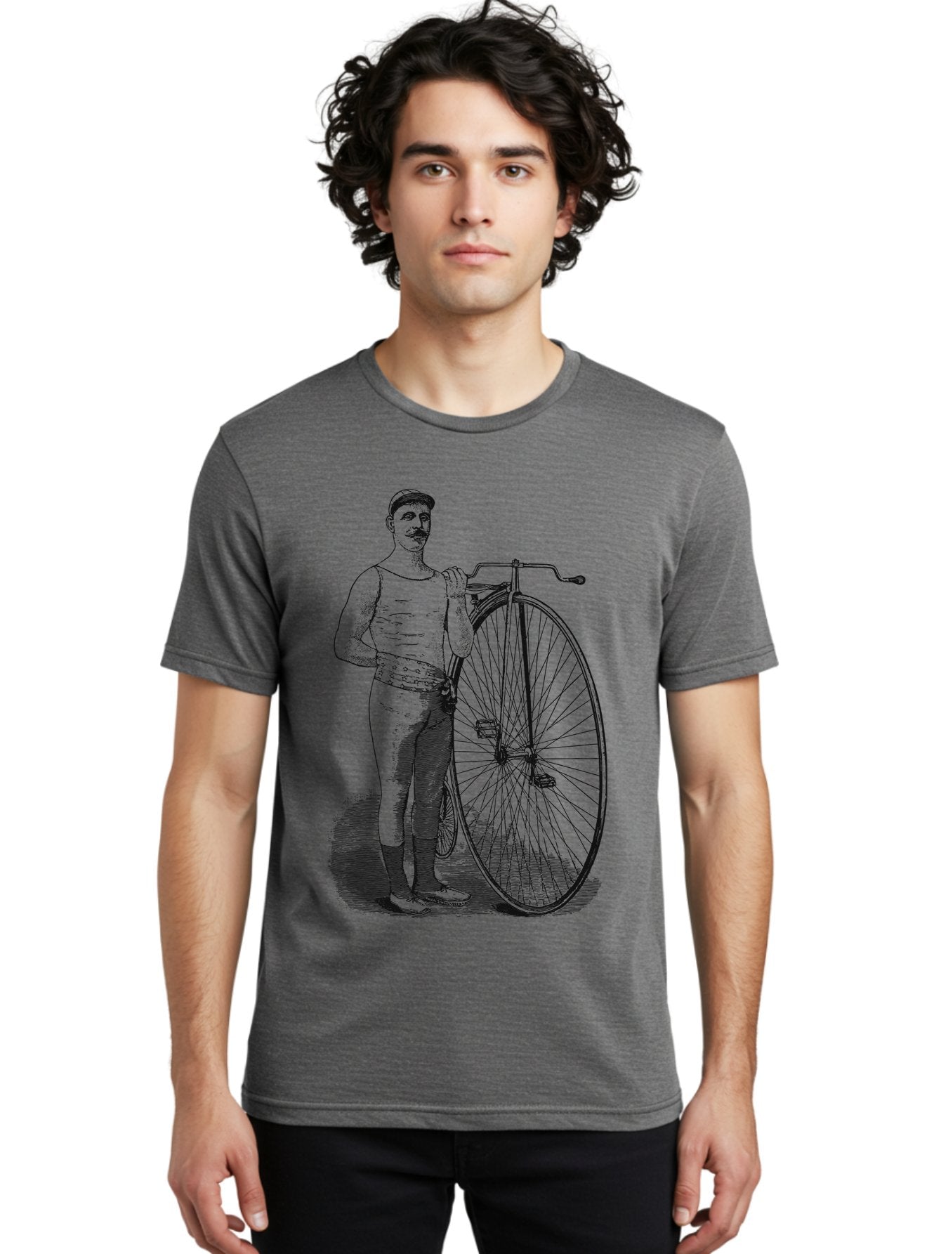 The Wheelman Men'S Graphic Tee, 100% Cotton, Comfortable Casual Summer Wear, Machine Washable, Vintage Bicycle, Penny Farthing Bike, Old-Fashioned Cycling, Historical Transport, Classic Bike Design, Retro Cycling Culture, Aae726 17