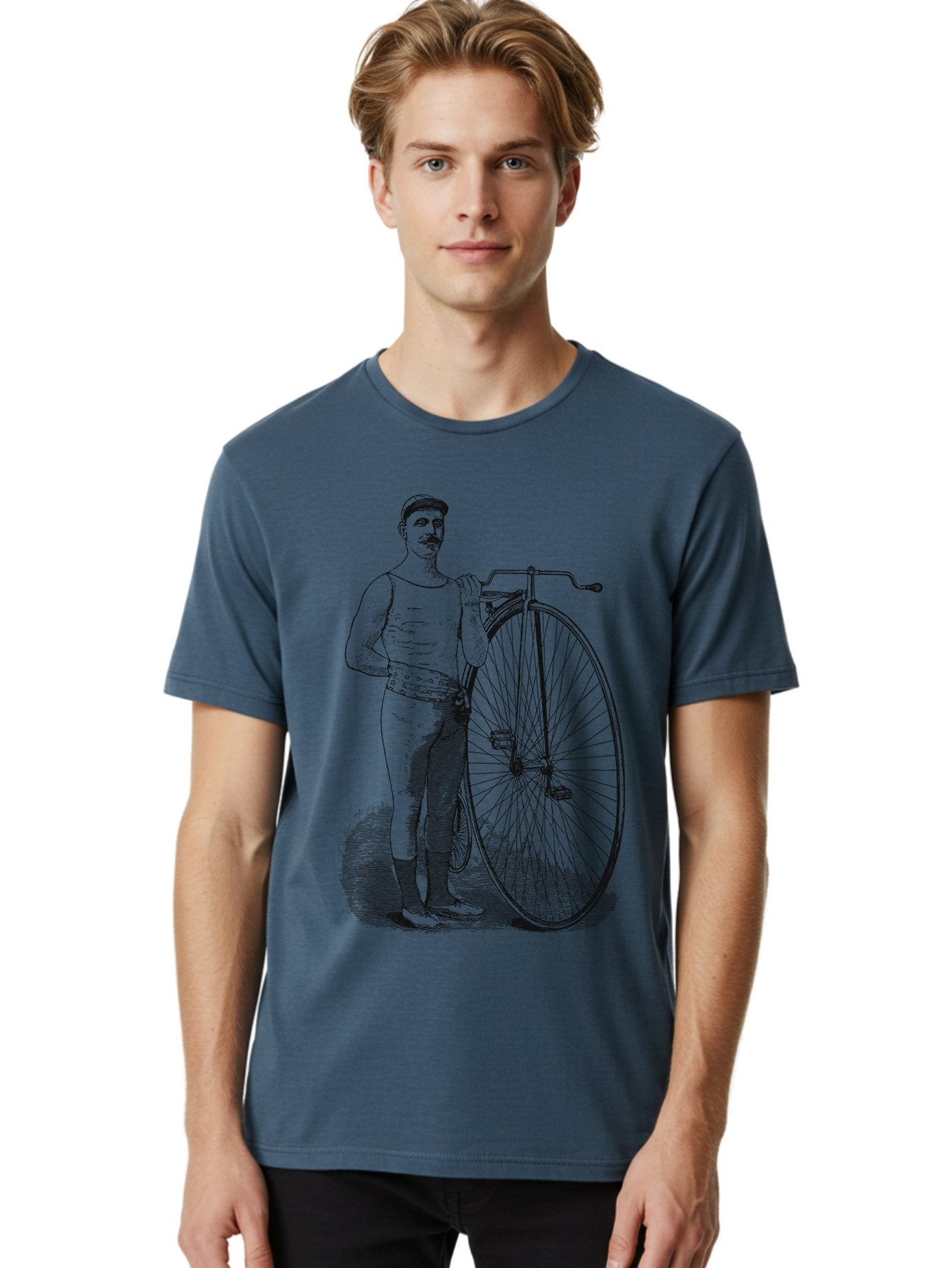 The Wheelman Men'S Graphic Tee, 100% Cotton, Comfortable Casual Summer Wear, Machine Washable, Vintage Bicycle, Penny Farthing Bike, Old-Fashioned Cycling, Historical Transport, Classic Bike Design, Retro Cycling Culture, Aae726 20