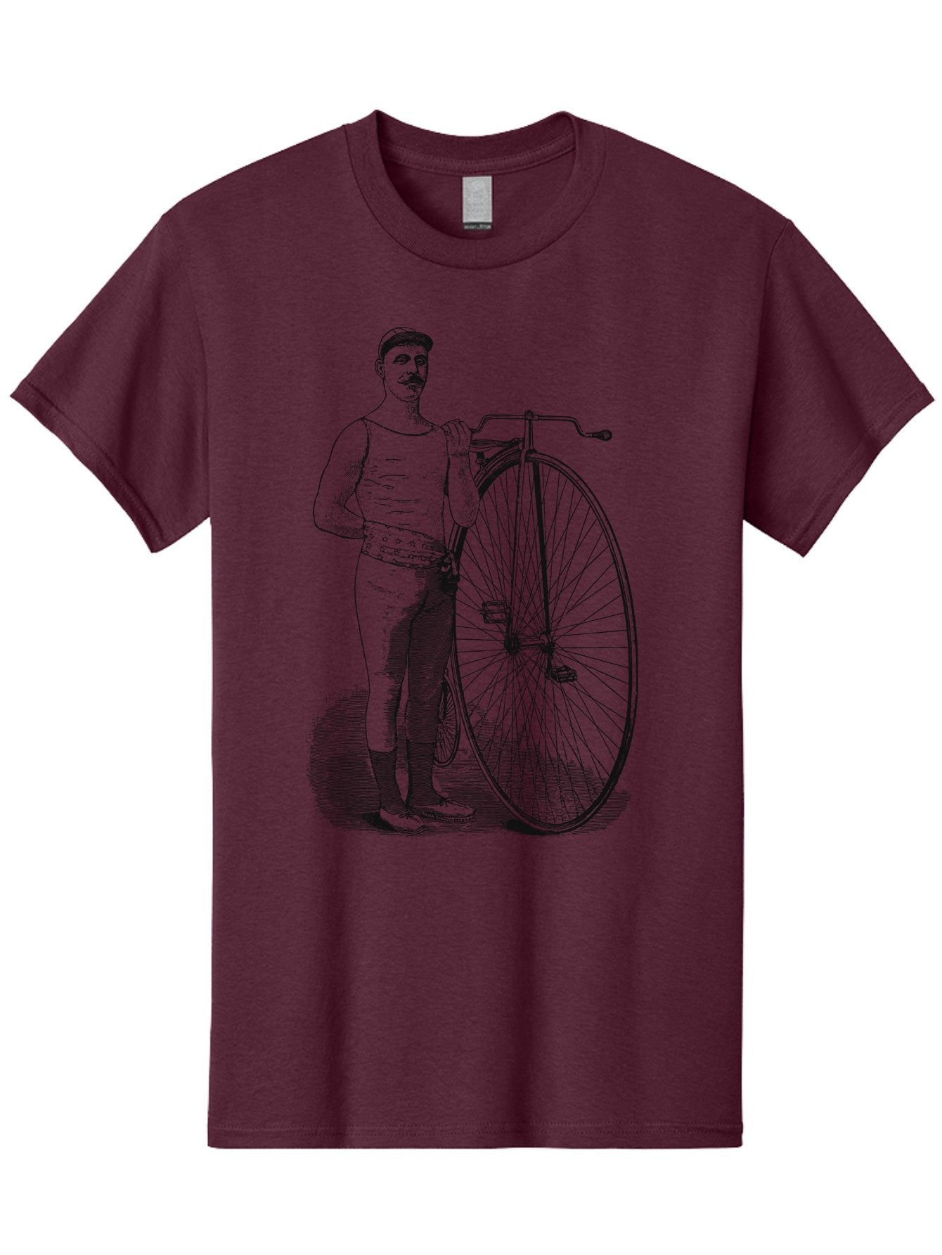 The Wheelman Men'S Graphic Tee, 100% Cotton, Comfortable Casual Summer Wear, Machine Washable, Vintage Bicycle, Penny Farthing Bike, Old-Fashioned Cycling, Historical Transport, Classic Bike Design, Retro Cycling Culture, Aae726 3
