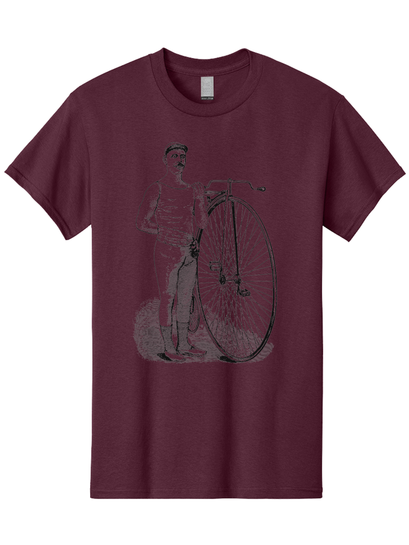 The Wheelman Men'S Graphic Tee, 100% Cotton, Comfortable Casual Summer Wear, Machine Washable, Vintage Bicycle, Penny Farthing Bike, Old-Fashioned Cycling, Historical Transport, Classic Bike Design, Retro Cycling Culture, Aae726 27