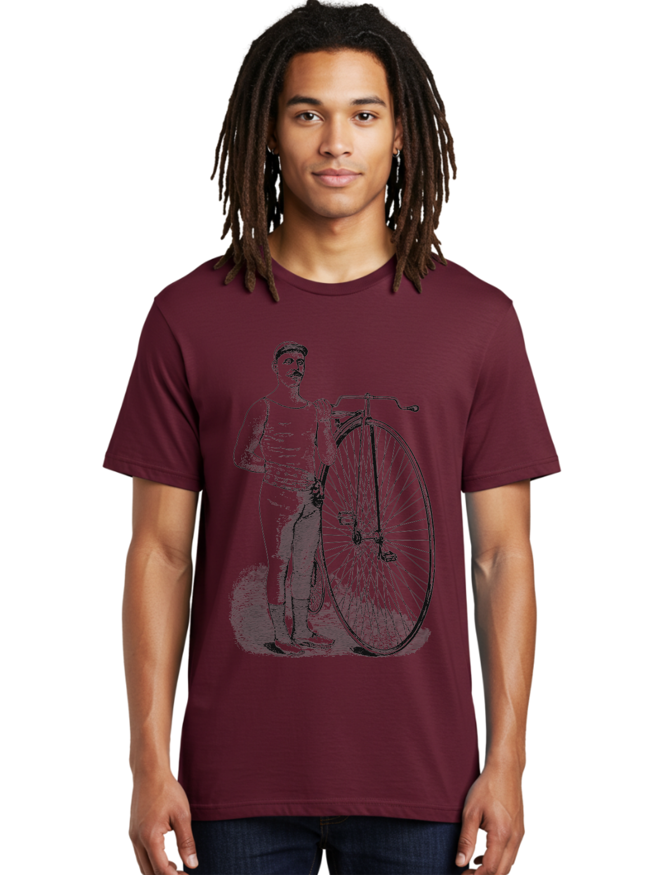 The Wheelman Men'S Graphic Tee, 100% Cotton, Comfortable Casual Summer Wear, Machine Washable, Vintage Bicycle, Penny Farthing Bike, Old-Fashioned Cycling, Historical Transport, Classic Bike Design, Retro Cycling Culture, Aae726 28