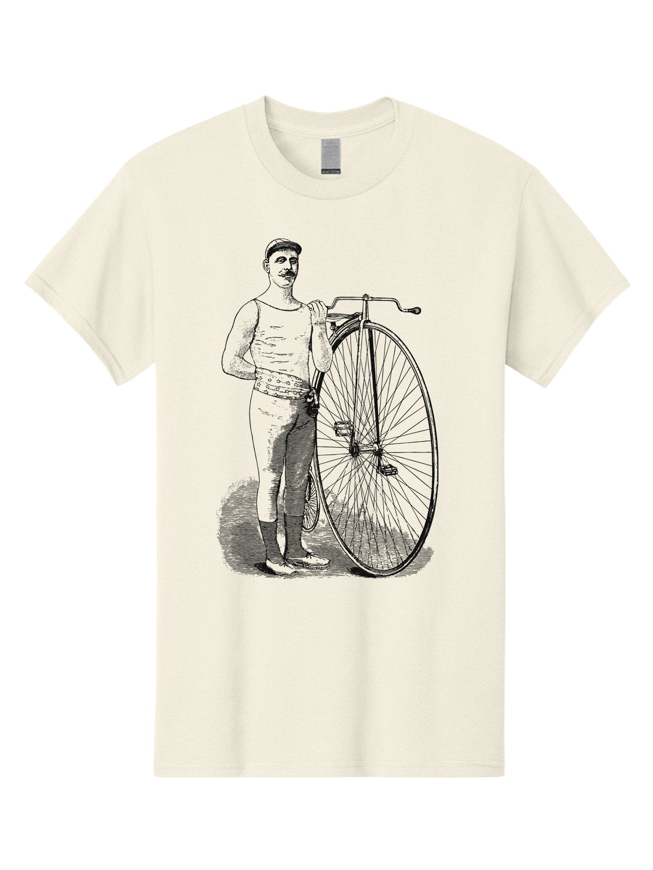 The Wheelman Men'S Graphic Tee, 100% Cotton, Comfortable Casual Summer Wear, Machine Washable, Vintage Bicycle, Penny Farthing Bike, Old-Fashioned Cycling, Historical Transport, Classic Bike Design, Retro Cycling Culture, Aae726