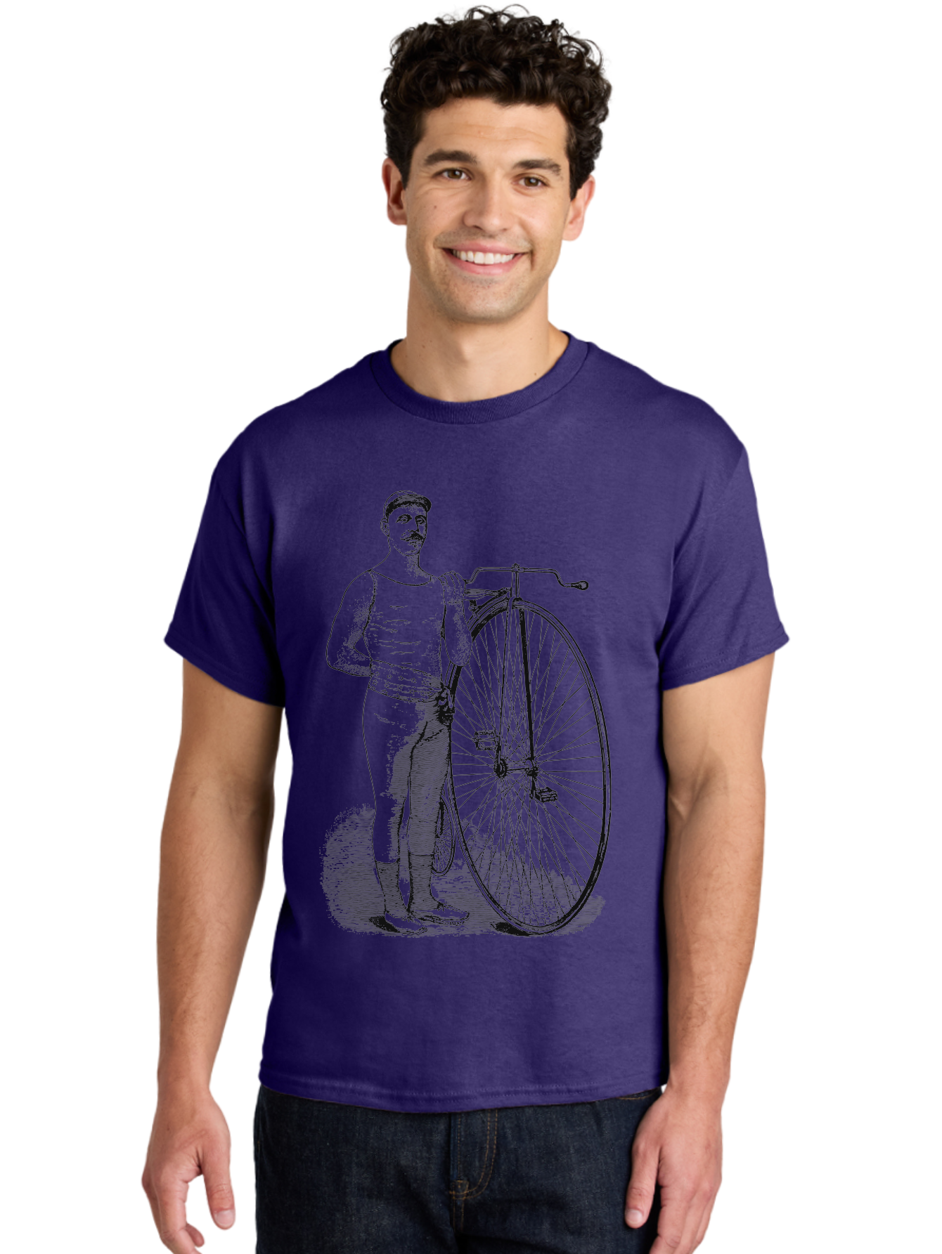 The Wheelman Men'S Graphic Tee, 100% Cotton, Comfortable Casual Summer Wear, Machine Washable, Vintage Bicycle, Penny Farthing Bike, Old-Fashioned Cycling, Historical Transport, Classic Bike Design, Retro Cycling Culture, Aae726 14