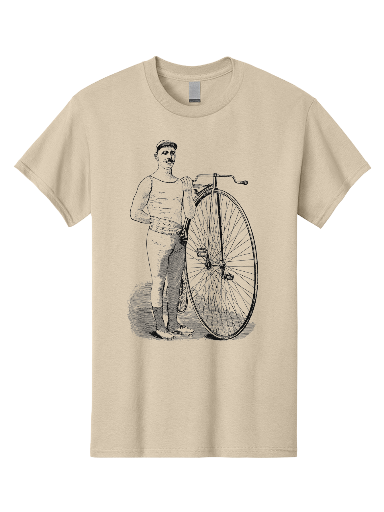 The Wheelman Men'S Graphic Tee, 100% Cotton, Comfortable Casual Summer Wear, Machine Washable, Vintage Bicycle, Penny Farthing Bike, Old-Fashioned Cycling, Historical Transport, Classic Bike Design, Retro Cycling Culture, Aae726 19