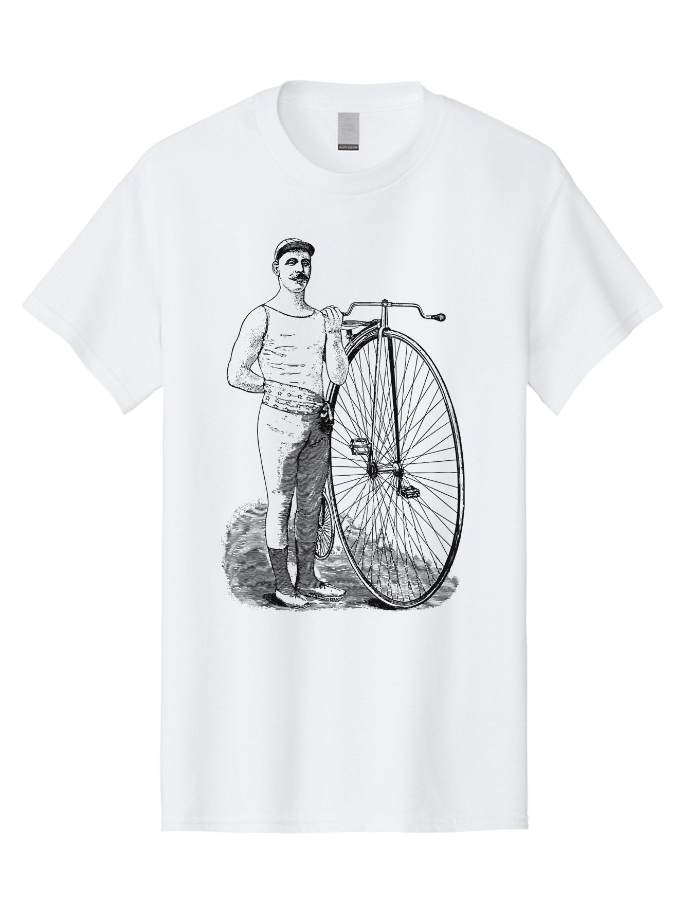 The Wheelman Men'S Graphic Tee, 100% Cotton, Comfortable Casual Summer Wear, Machine Washable, Vintage Bicycle, Penny Farthing Bike, Old-Fashioned Cycling, Historical Transport, Classic Bike Design, Retro Cycling Culture, Aae726 5