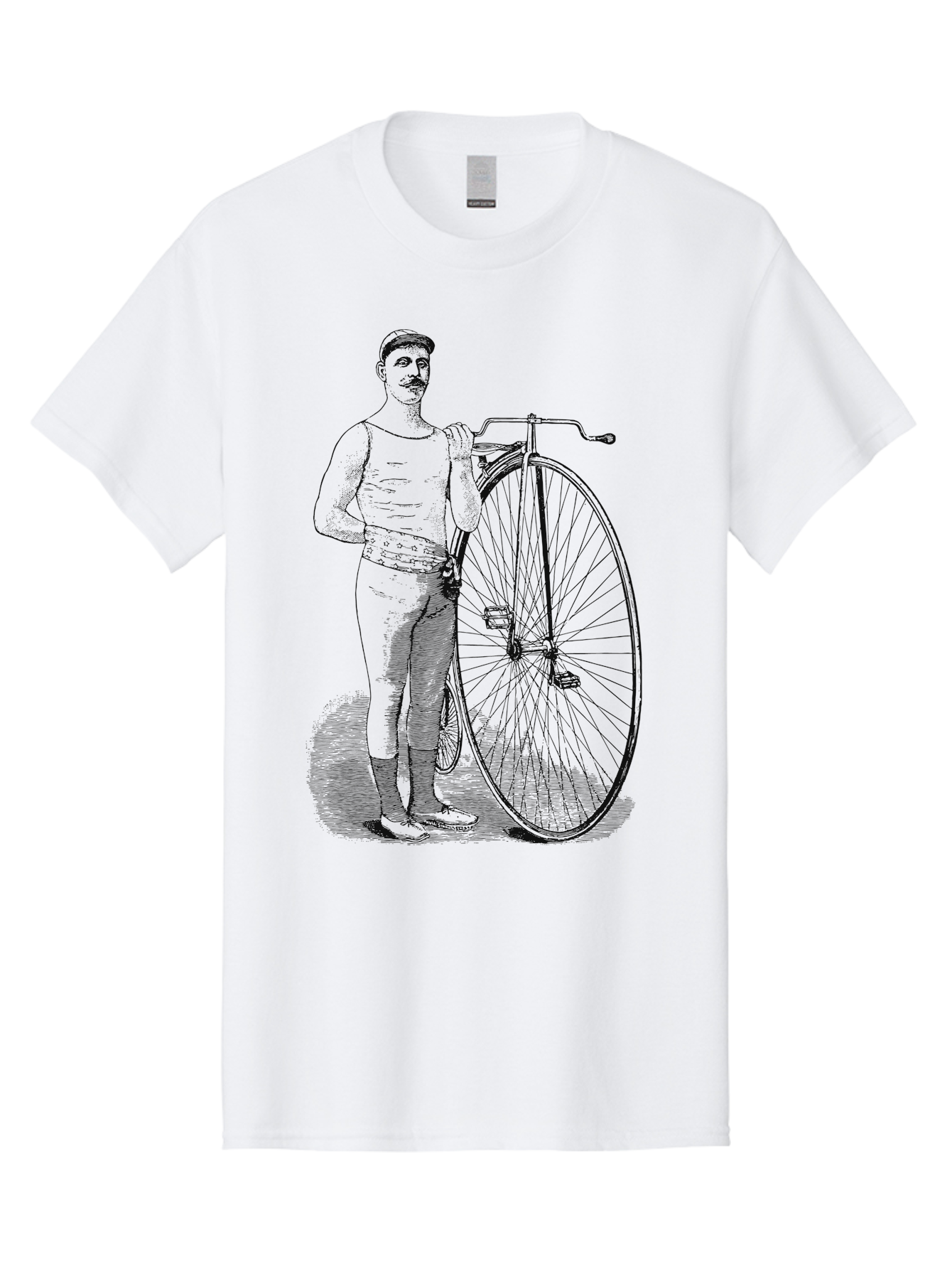 The Wheelman Men'S Graphic Tee, 100% Cotton, Comfortable Casual Summer Wear, Machine Washable, Vintage Bicycle, Penny Farthing Bike, Old-Fashioned Cycling, Historical Transport, Classic Bike Design, Retro Cycling Culture, Aae726 3