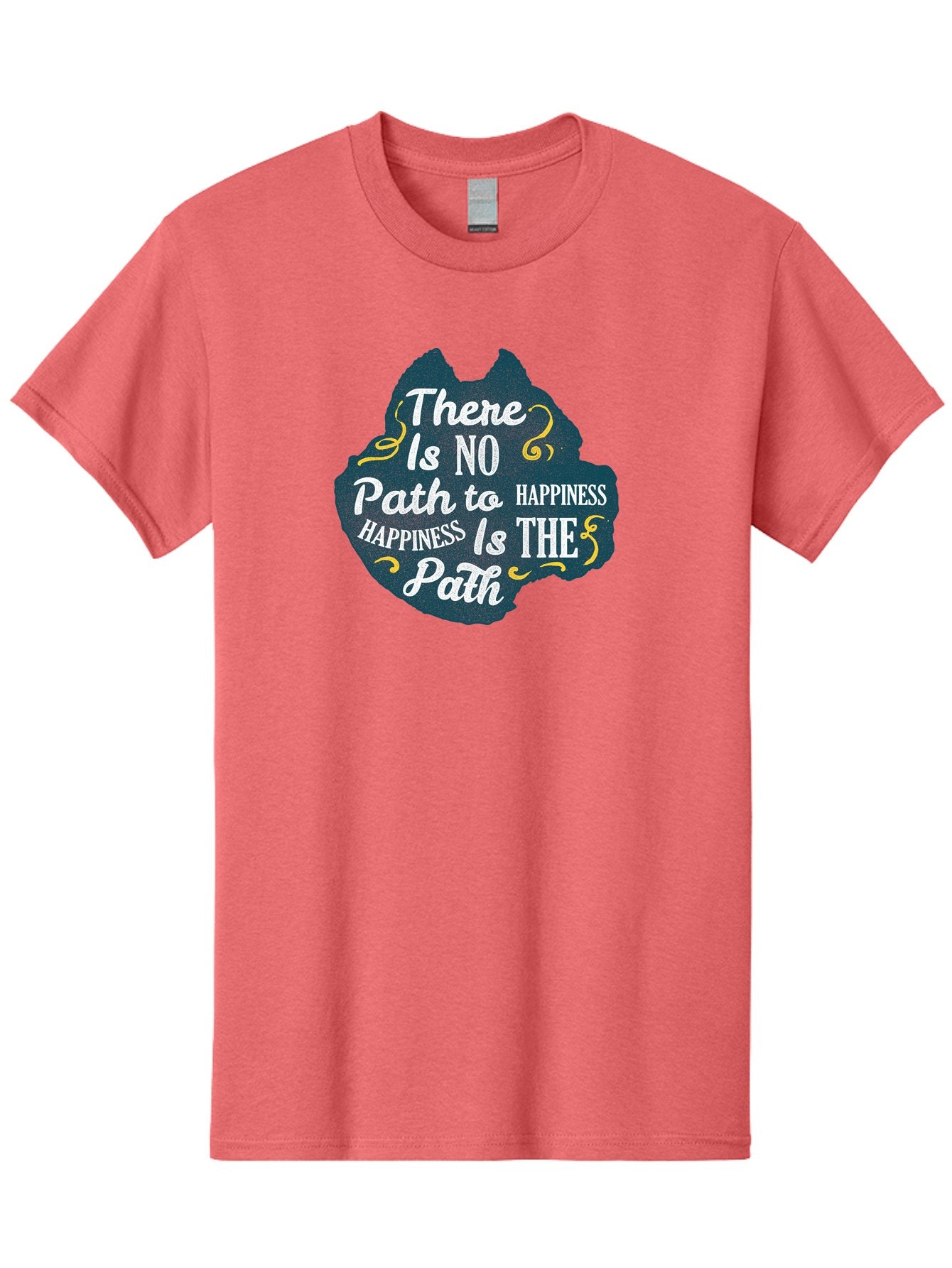 There Is No Path To Happiness Men'S Graphic Tee, 100% Cotton, Comfortable Casual Summer Wear, Machine Washable, Motivational Quotes, Happiness Is The Path, Inspirational Sayings, Mindful Living, Positive Affirmations, Life Lessons, Aae727 4