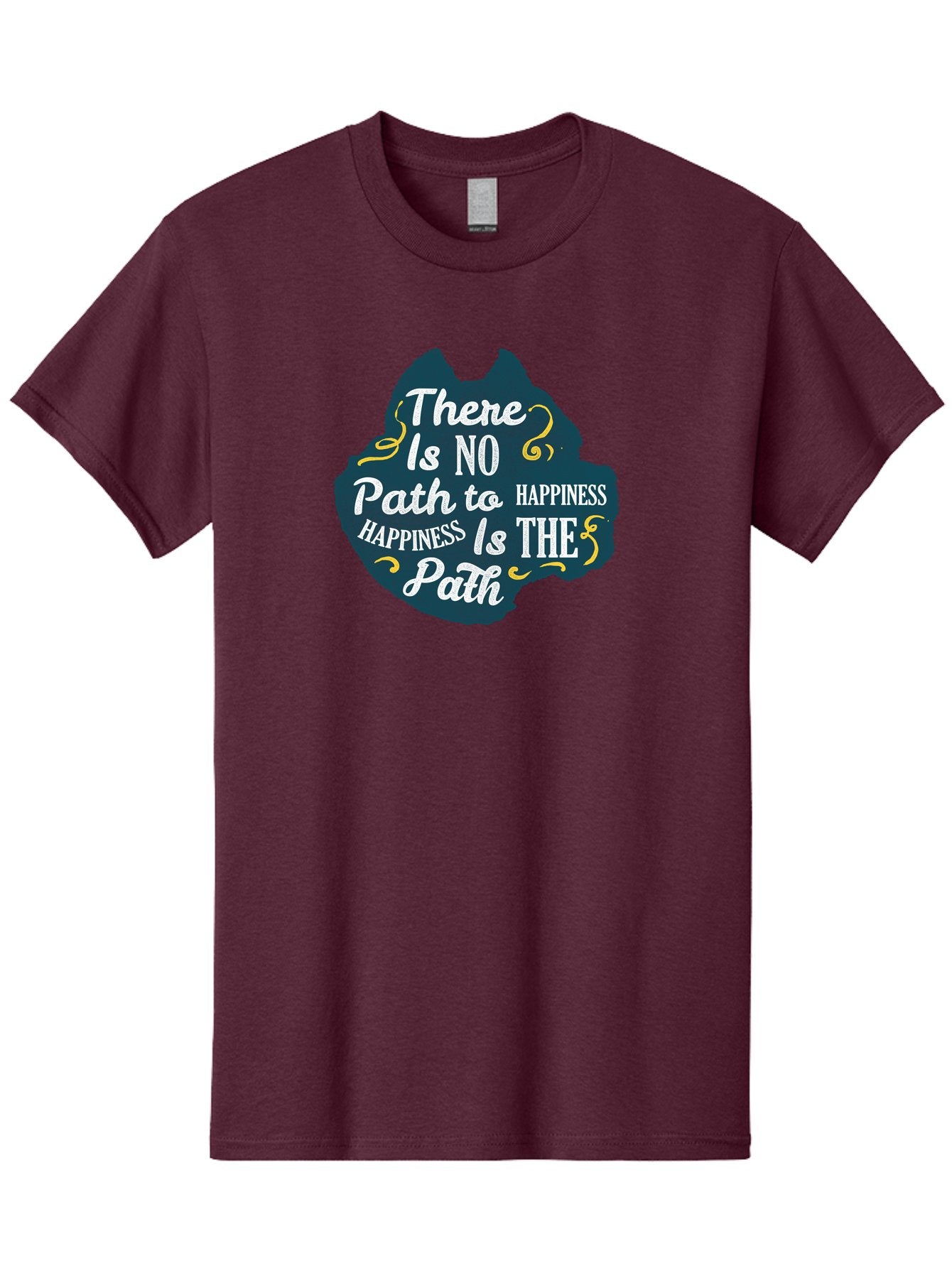 There Is No Path To Happiness Men'S Graphic Tee, 100% Cotton, Comfortable Casual Summer Wear, Machine Washable, Motivational Quotes, Happiness Is The Path, Inspirational Sayings, Mindful Living, Positive Affirmations, Life Lessons, Aae727 3