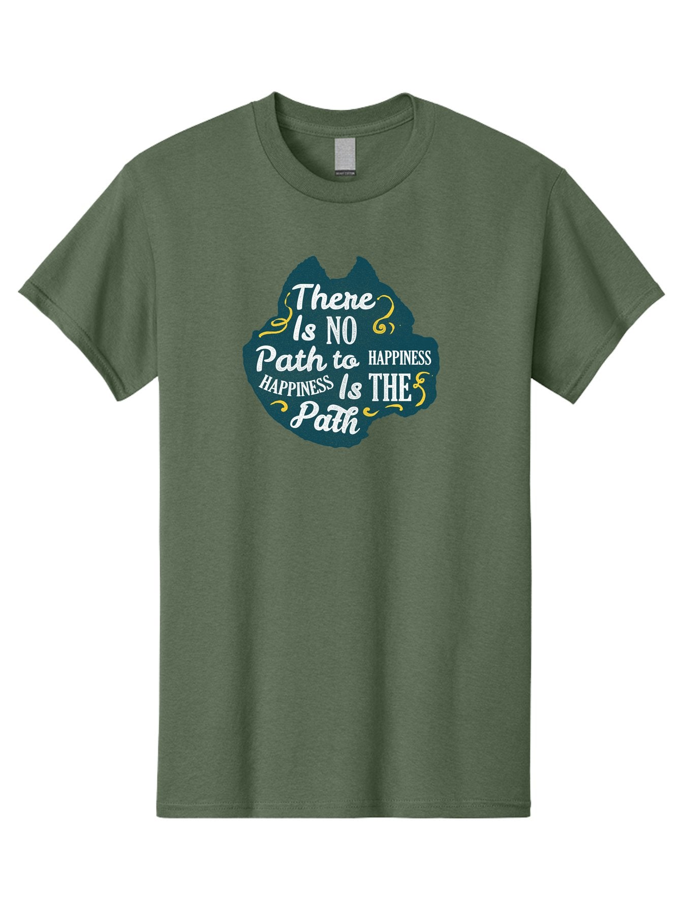 There Is No Path To Happiness Men'S Graphic Tee, 100% Cotton, Comfortable Casual Summer Wear, Machine Washable, Motivational Quotes, Happiness Is The Path, Inspirational Sayings, Mindful Living, Positive Affirmations, Life Lessons, Aae727 8