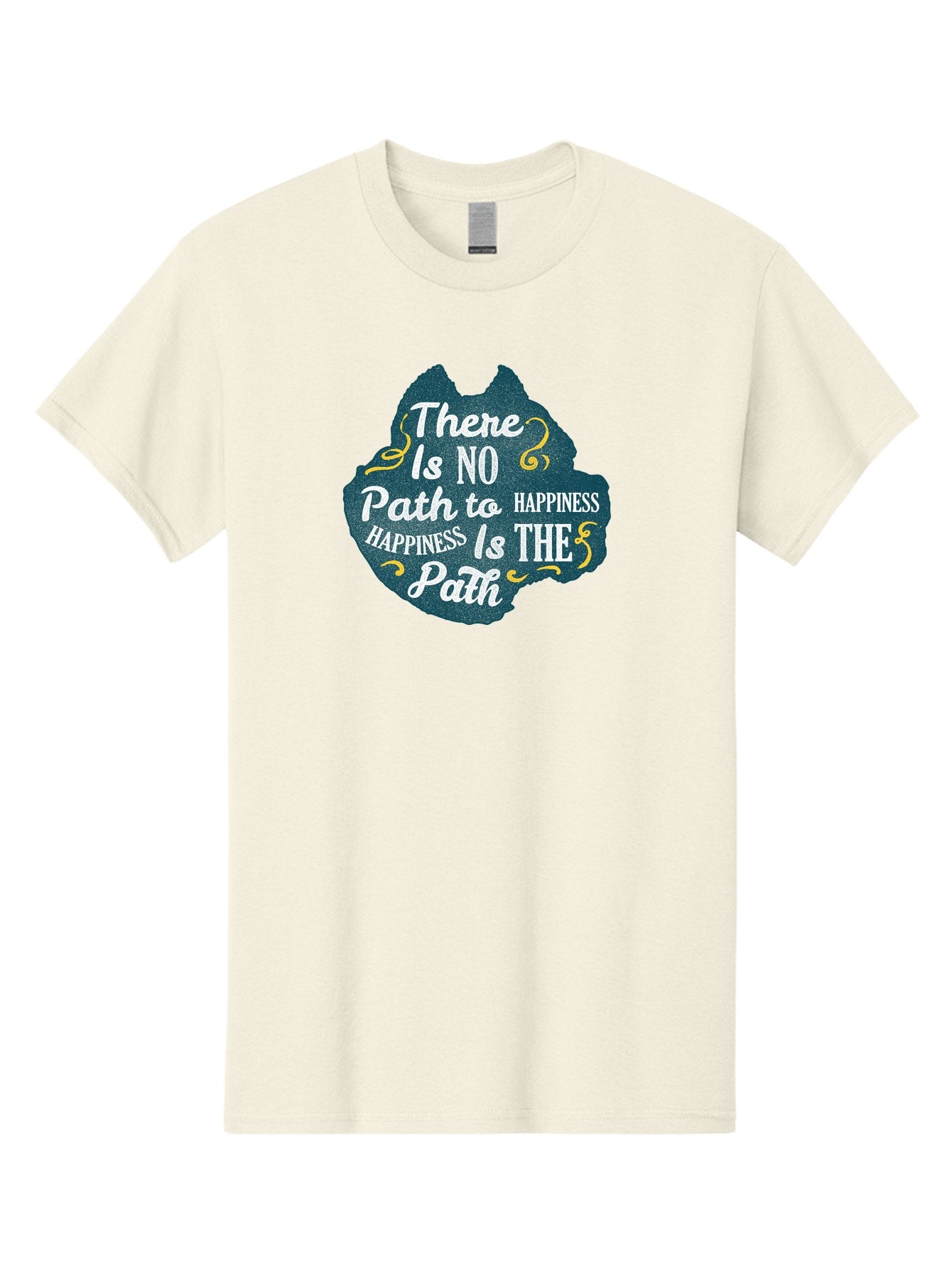 There Is No Path To Happiness Men'S Graphic Tee, 100% Cotton, Comfortable Casual Summer Wear, Machine Washable, Motivational Quotes, Happiness Is The Path, Inspirational Sayings, Mindful Living, Positive Affirmations, Life Lessons, Aae727