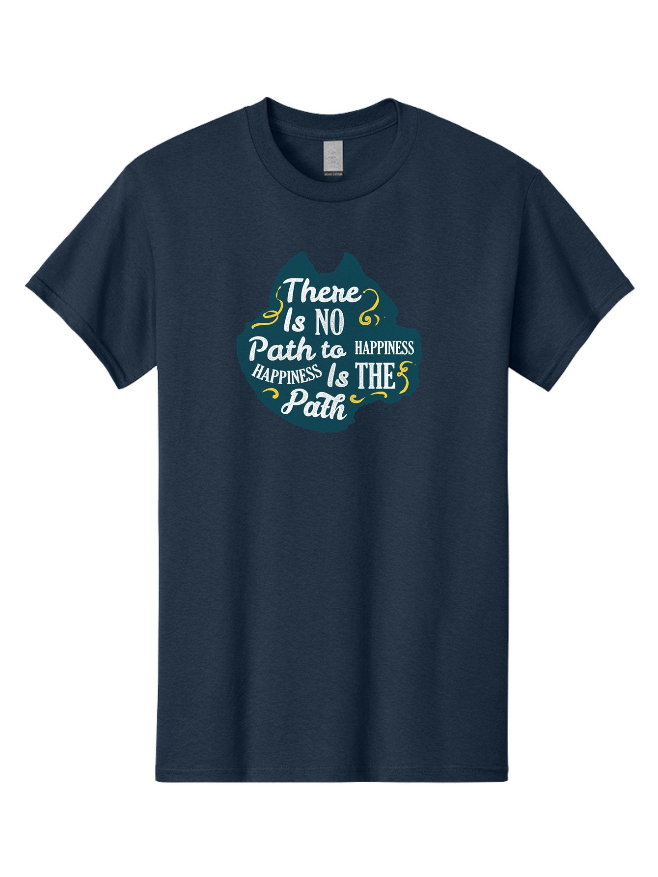 There Is No Path To Happiness Men'S Graphic Tee, 100% Cotton, Comfortable Casual Summer Wear, Machine Washable, Motivational Quotes, Happiness Is The Path, Inspirational Sayings, Mindful Living, Positive Affirmations, Life Lessons, Aae727 12