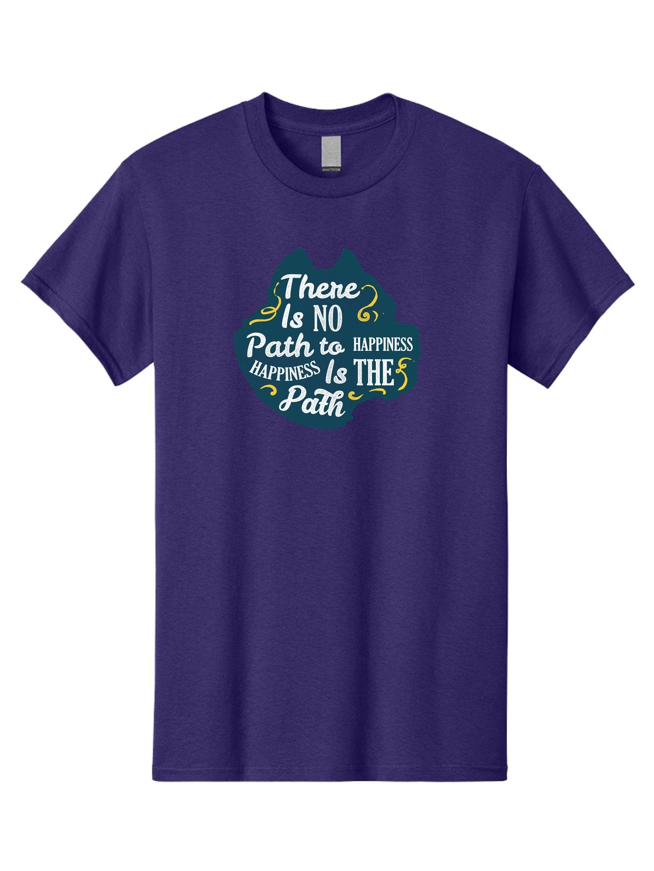 There Is No Path To Happiness Men'S Graphic Tee, 100% Cotton, Comfortable Casual Summer Wear, Machine Washable, Motivational Quotes, Happiness Is The Path, Inspirational Sayings, Mindful Living, Positive Affirmations, Life Lessons, Aae727