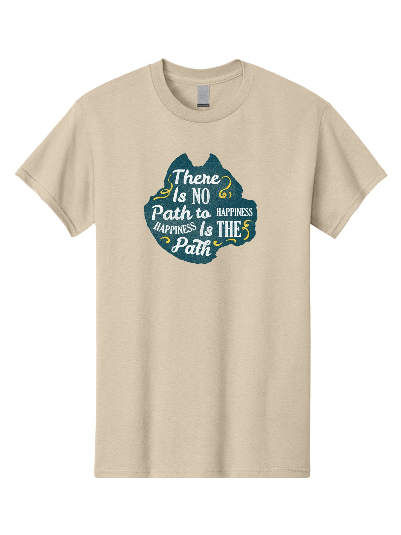 There Is No Path To Happiness Men'S Graphic Tee, 100% Cotton, Comfortable Casual Summer Wear, Machine Washable, Motivational Quotes, Happiness Is The Path, Inspirational Sayings, Mindful Living, Positive Affirmations, Life Lessons, Aae727 6