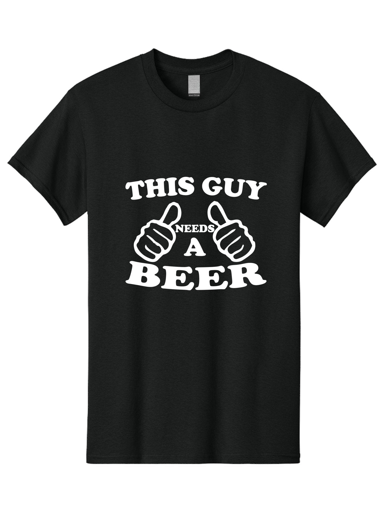 This Guy Need A Beer Men'S Graphic Tee, 100% Cotton, Comfortable Casual Summer Wear, Machine Washable, Humorous Quote, Beer Lover, Funny T-Shirt Design, Thumbs Up Gesture, Needs Beer, Funny Saying, Beer Enthusiast, Comical Graphic Aae730 3