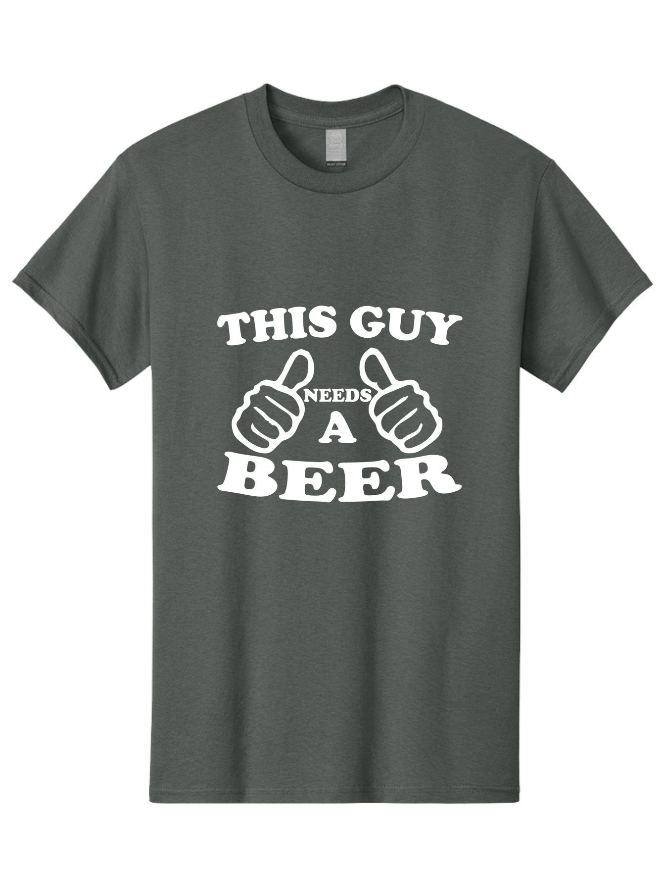 This Guy Need A Beer Men'S Graphic Tee, 100% Cotton, Comfortable Casual Summer Wear, Machine Washable, Humorous Quote, Beer Lover, Funny T-Shirt Design, Thumbs Up Gesture, Needs Beer, Funny Saying, Beer Enthusiast, Comical Graphic Aae730 11