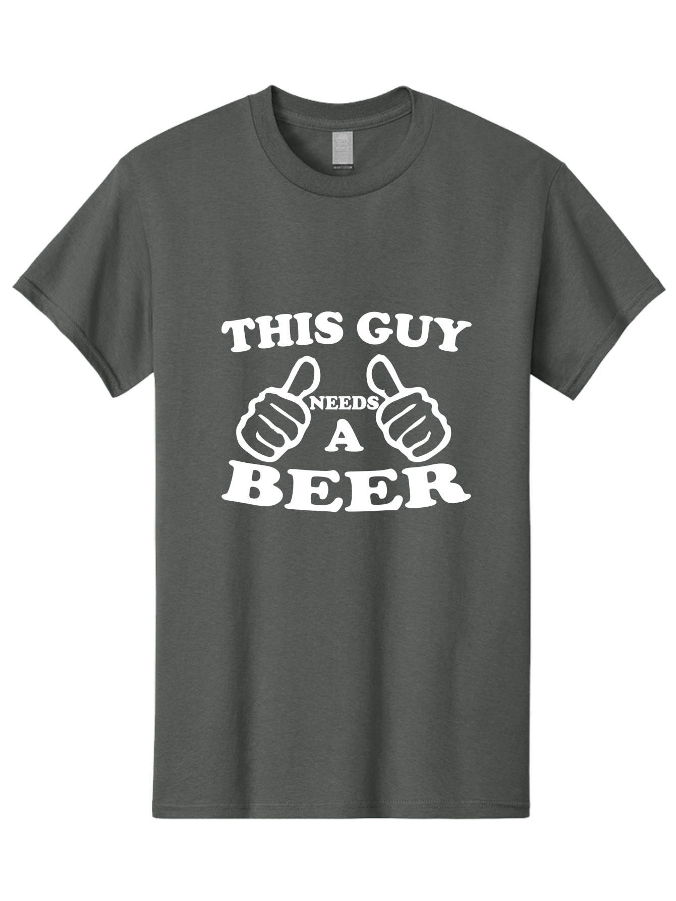 This Guy Need A Beer Men'S Graphic Tee, 100% Cotton, Comfortable Casual Summer Wear, Machine Washable, Humorous Quote, Beer Lover, Funny T-Shirt Design, Thumbs Up Gesture, Needs Beer, Funny Saying, Beer Enthusiast, Comical Graphic Aae730