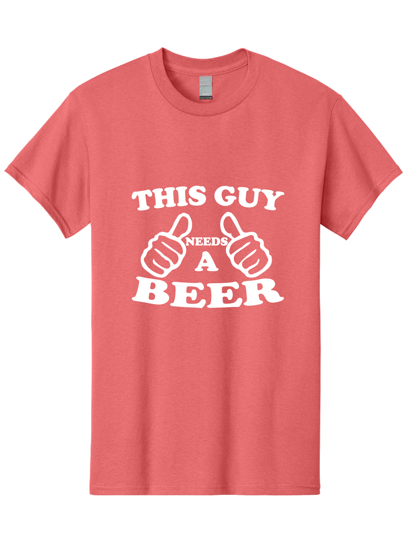 This Guy Need A Beer Men'S Graphic Tee, 100% Cotton, Comfortable Casual Summer Wear, Machine Washable, Humorous Quote, Beer Lover, Funny T-Shirt Design, Thumbs Up Gesture, Needs Beer, Funny Saying, Beer Enthusiast, Comical Graphic Aae730 19