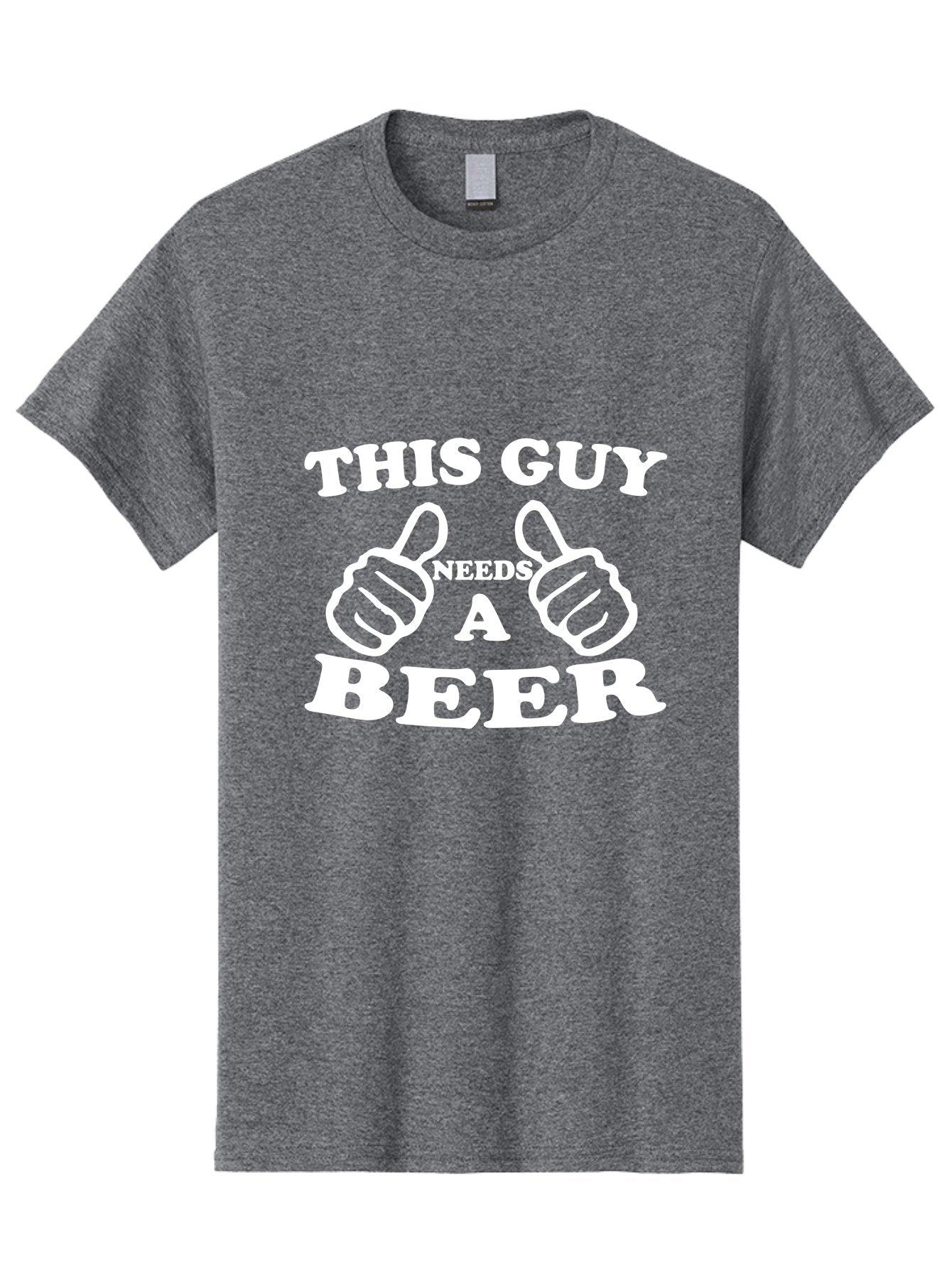 This Guy Need A Beer Men'S Graphic Tee, 100% Cotton, Comfortable Casual Summer Wear, Machine Washable, Humorous Quote, Beer Lover, Funny T-Shirt Design, Thumbs Up Gesture, Needs Beer, Funny Saying, Beer Enthusiast, Comical Graphic Aae730 14