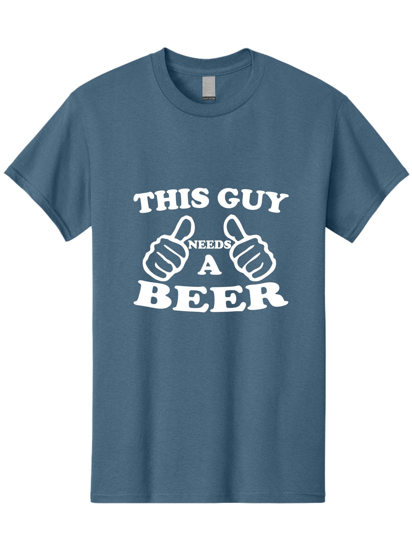 This Guy Need A Beer Men'S Graphic Tee, 100% Cotton, Comfortable Casual Summer Wear, Machine Washable, Humorous Quote, Beer Lover, Funny T-Shirt Design, Thumbs Up Gesture, Needs Beer, Funny Saying, Beer Enthusiast, Comical Graphic Aae730 5