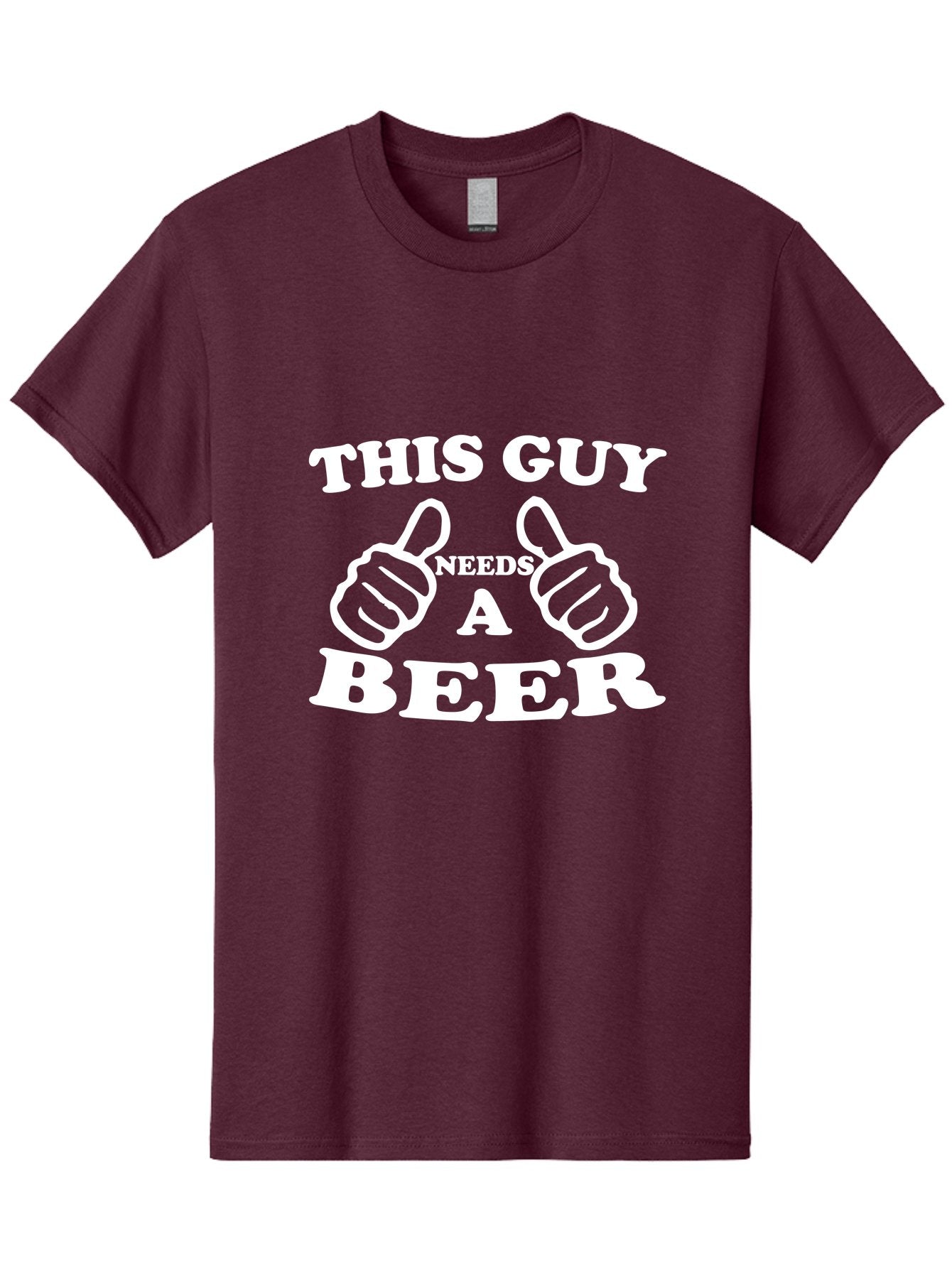 This Guy Need A Beer Men'S Graphic Tee, 100% Cotton, Comfortable Casual Summer Wear, Machine Washable, Humorous Quote, Beer Lover, Funny T-Shirt Design, Thumbs Up Gesture, Needs Beer, Funny Saying, Beer Enthusiast, Comical Graphic Aae730 15