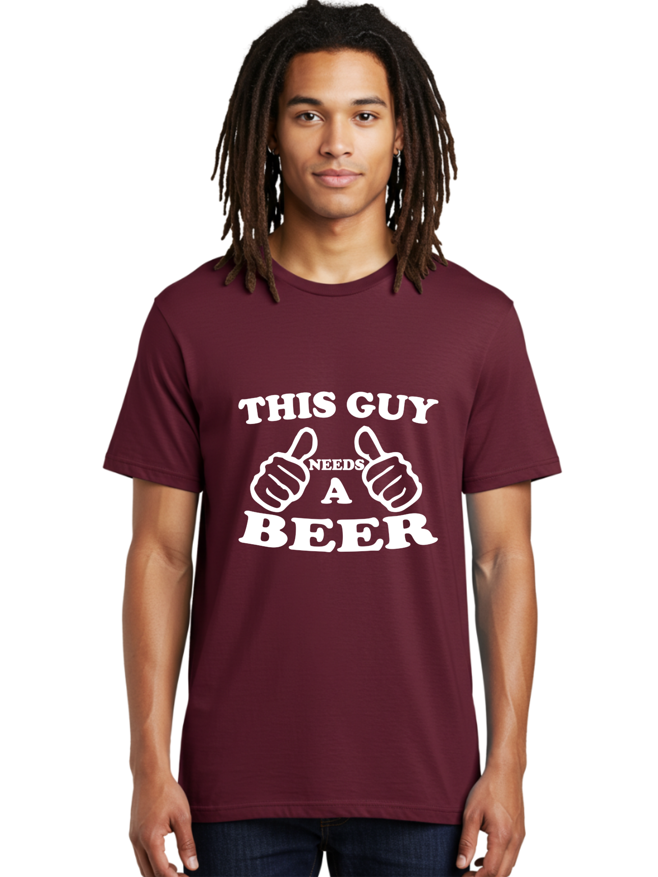 This Guy Need A Beer Men'S Graphic Tee, 100% Cotton, Comfortable Casual Summer Wear, Machine Washable, Humorous Quote, Beer Lover, Funny T-Shirt Design, Thumbs Up Gesture, Needs Beer, Funny Saying, Beer Enthusiast, Comical Graphic Aae730 18