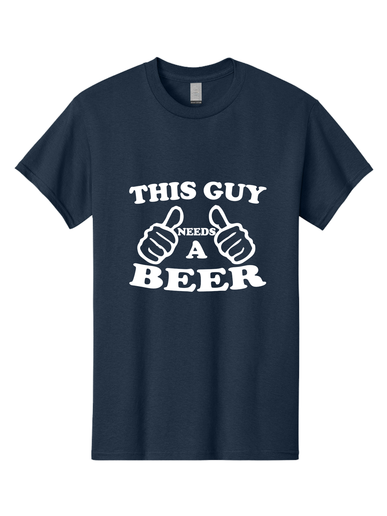 This Guy Need A Beer Men'S Graphic Tee, 100% Cotton, Comfortable Casual Summer Wear, Machine Washable, Humorous Quote, Beer Lover, Funny T-Shirt Design, Thumbs Up Gesture, Needs Beer, Funny Saying, Beer Enthusiast, Comical Graphic Aae730 21