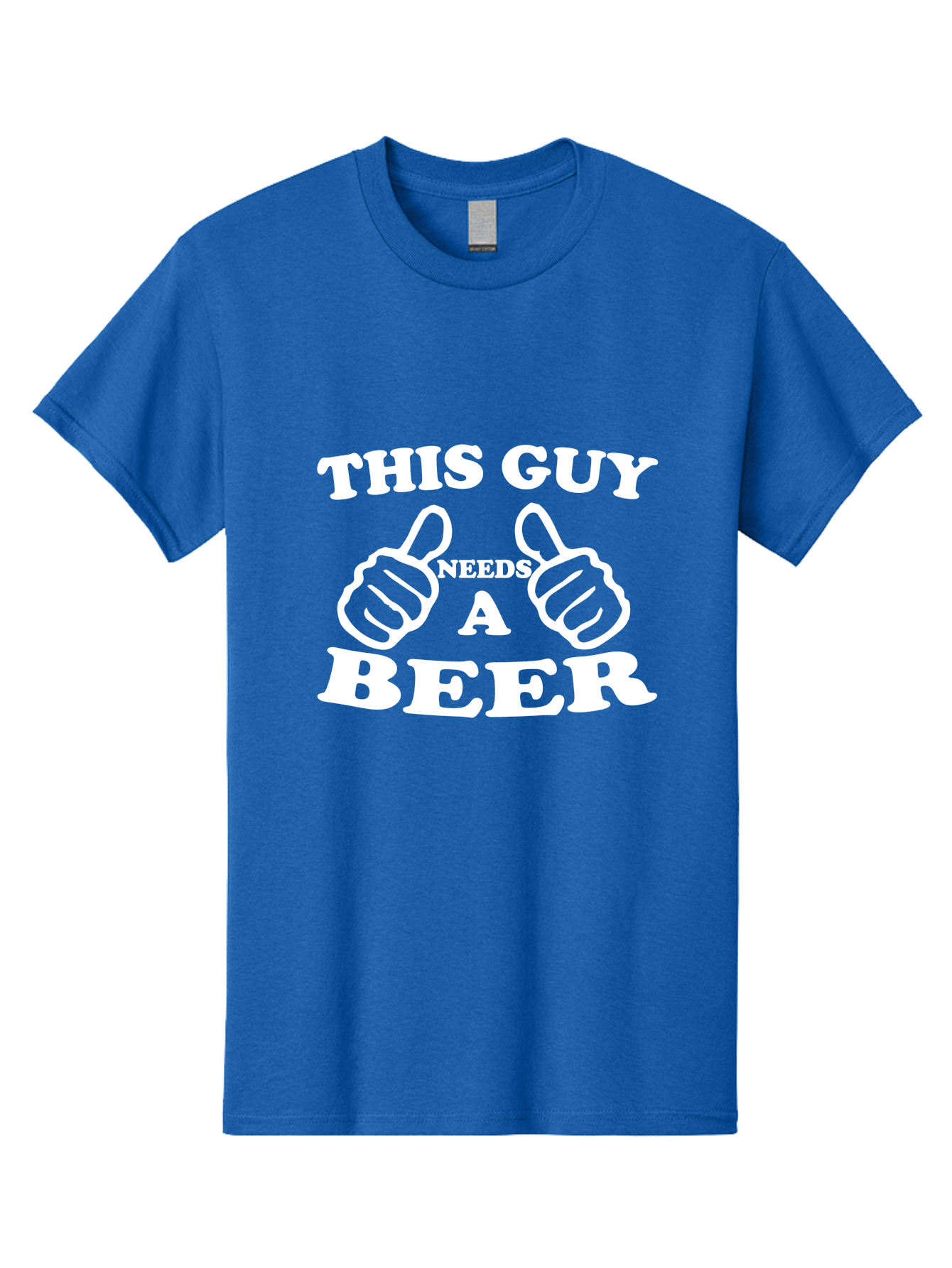 This Guy Need A Beer Men'S Graphic Tee, 100% Cotton, Comfortable Casual Summer Wear, Machine Washable, Humorous Quote, Beer Lover, Funny T-Shirt Design, Thumbs Up Gesture, Needs Beer, Funny Saying, Beer Enthusiast, Comical Graphic Aae730 27