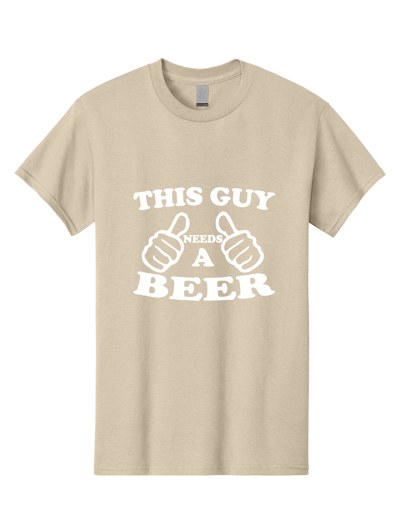 This Guy Need A Beer Men'S Graphic Tee, 100% Cotton, Comfortable Casual Summer Wear, Machine Washable, Humorous Quote, Beer Lover, Funny T-Shirt Design, Thumbs Up Gesture, Needs Beer, Funny Saying, Beer Enthusiast, Comical Graphic Aae730 25