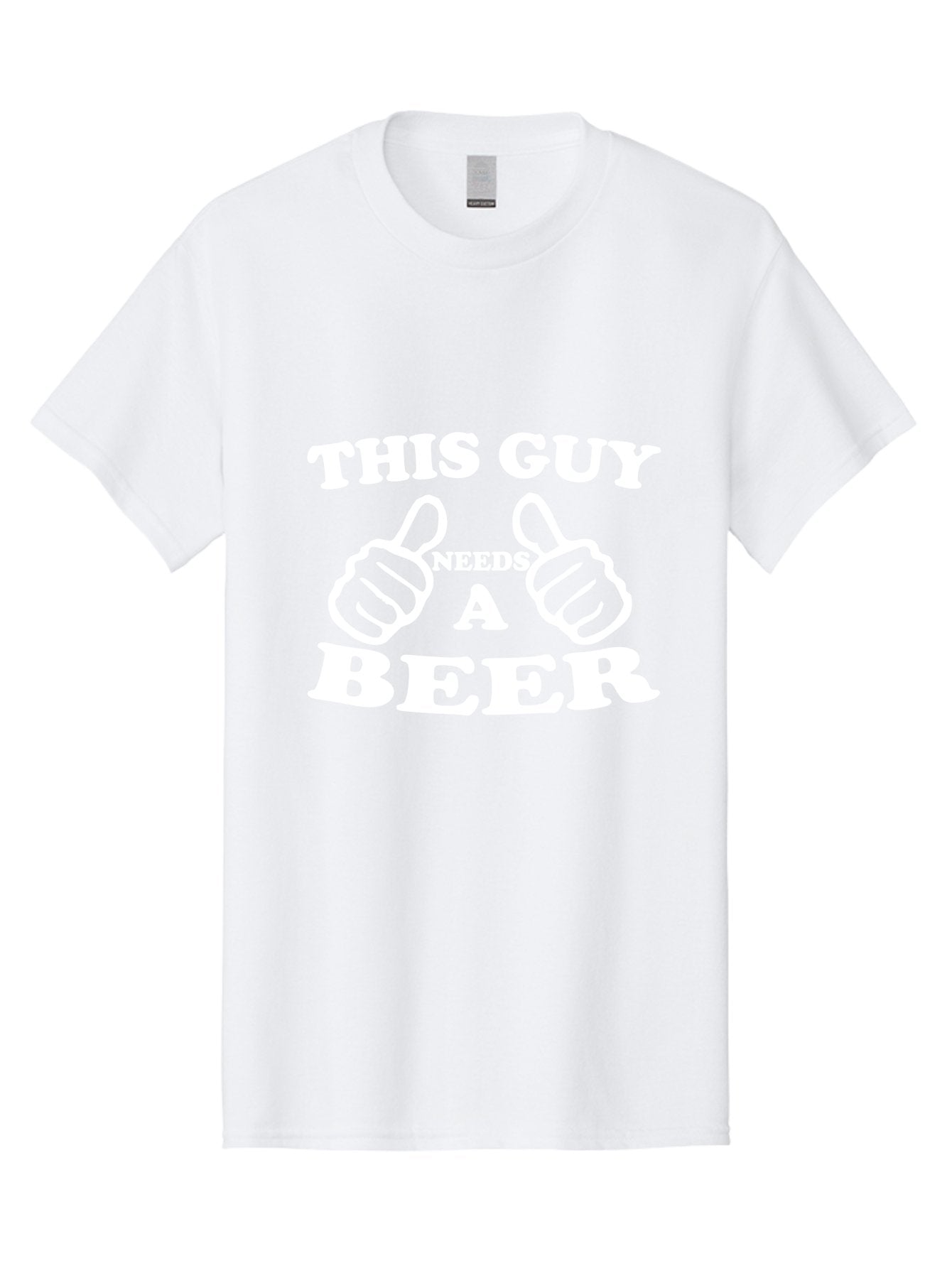 This Guy Need A Beer Men'S Graphic Tee, 100% Cotton, Comfortable Casual Summer Wear, Machine Washable, Humorous Quote, Beer Lover, Funny T-Shirt Design, Thumbs Up Gesture, Needs Beer, Funny Saying, Beer Enthusiast, Comical Graphic Aae730 4